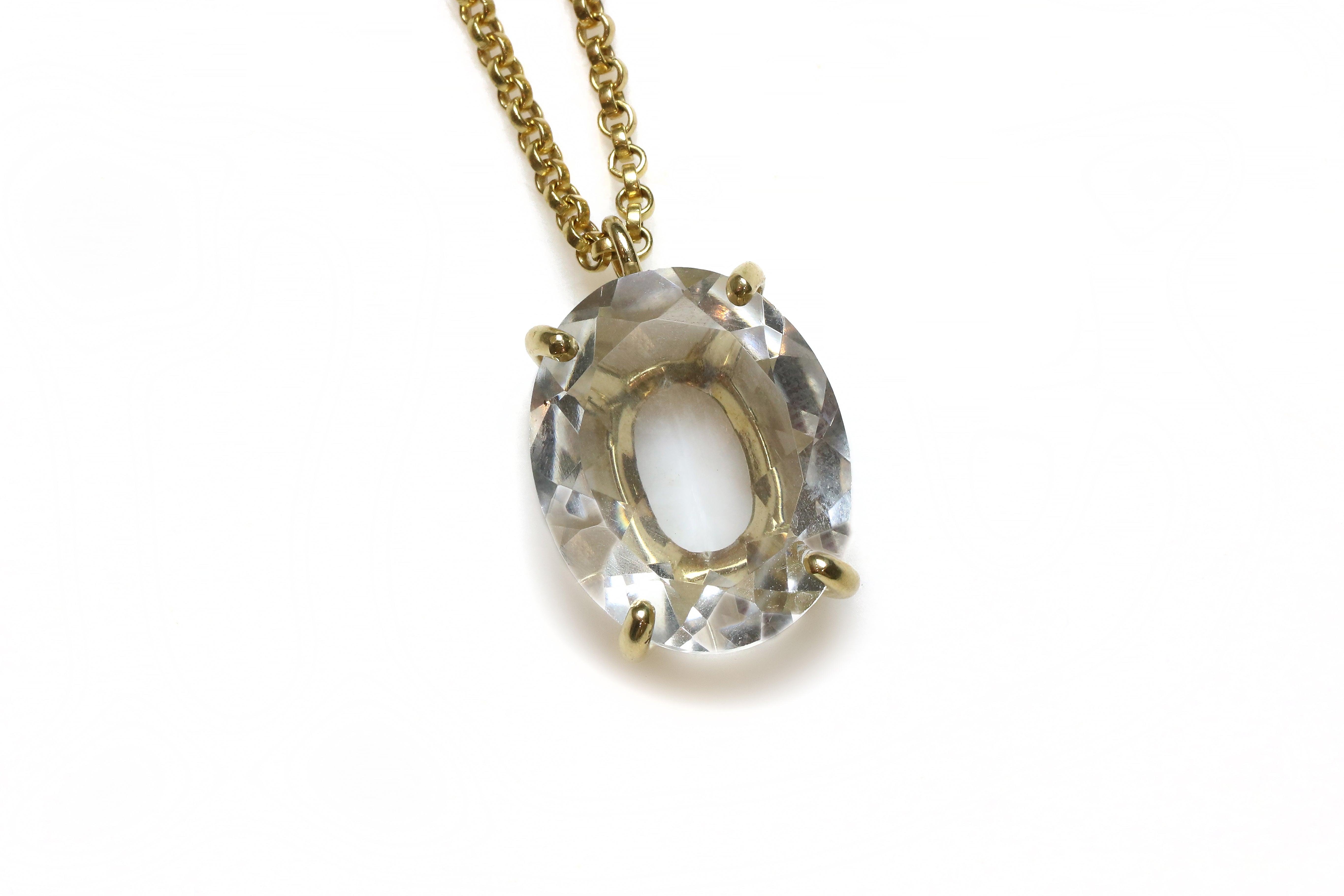 Natural Clear Quartz Gemstone Pendant Necklace necklaces Anemone Jewelry