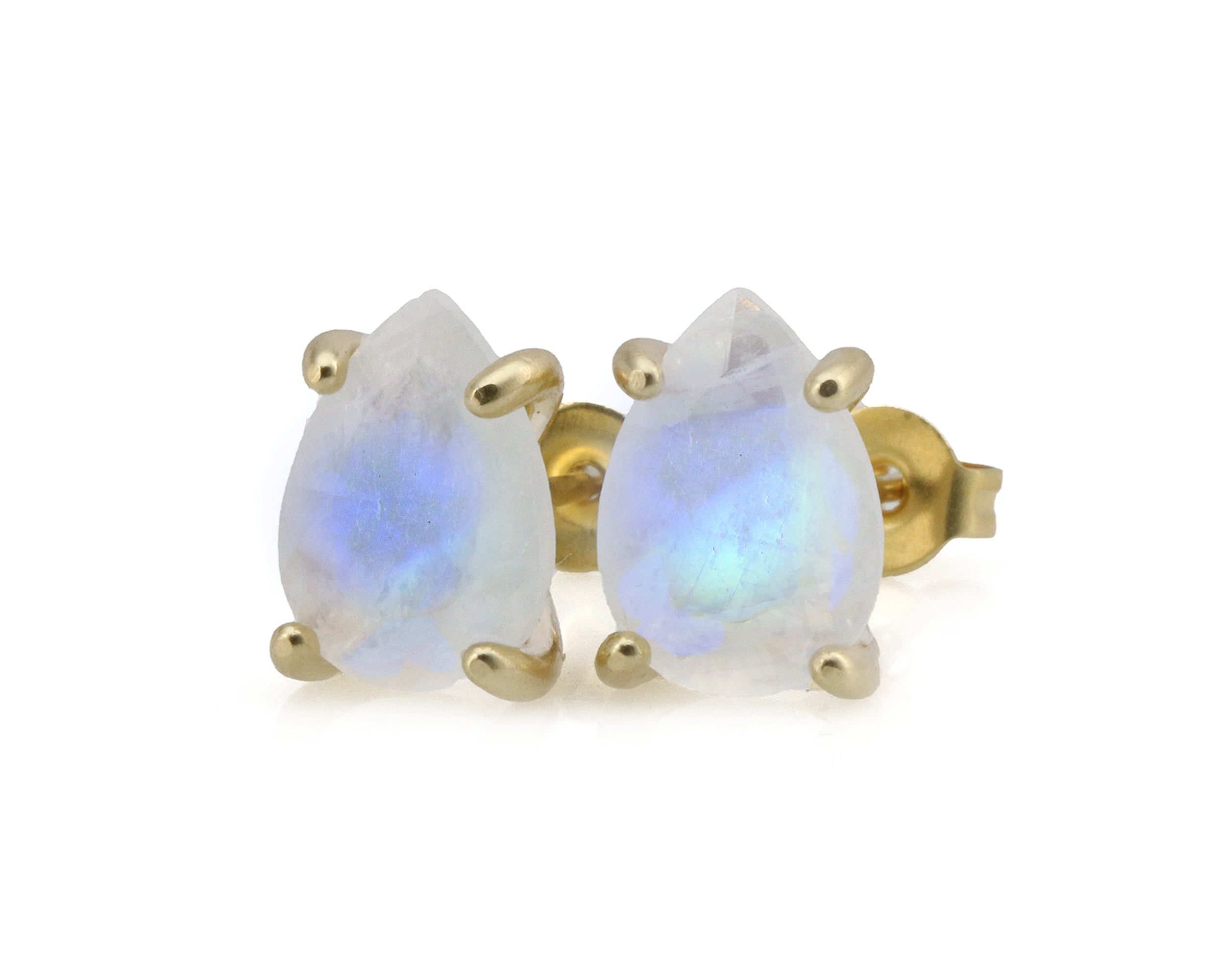 Chic Rainbow Moonstone Handmade Gold Stud Earrings Earrings Anemone Unique