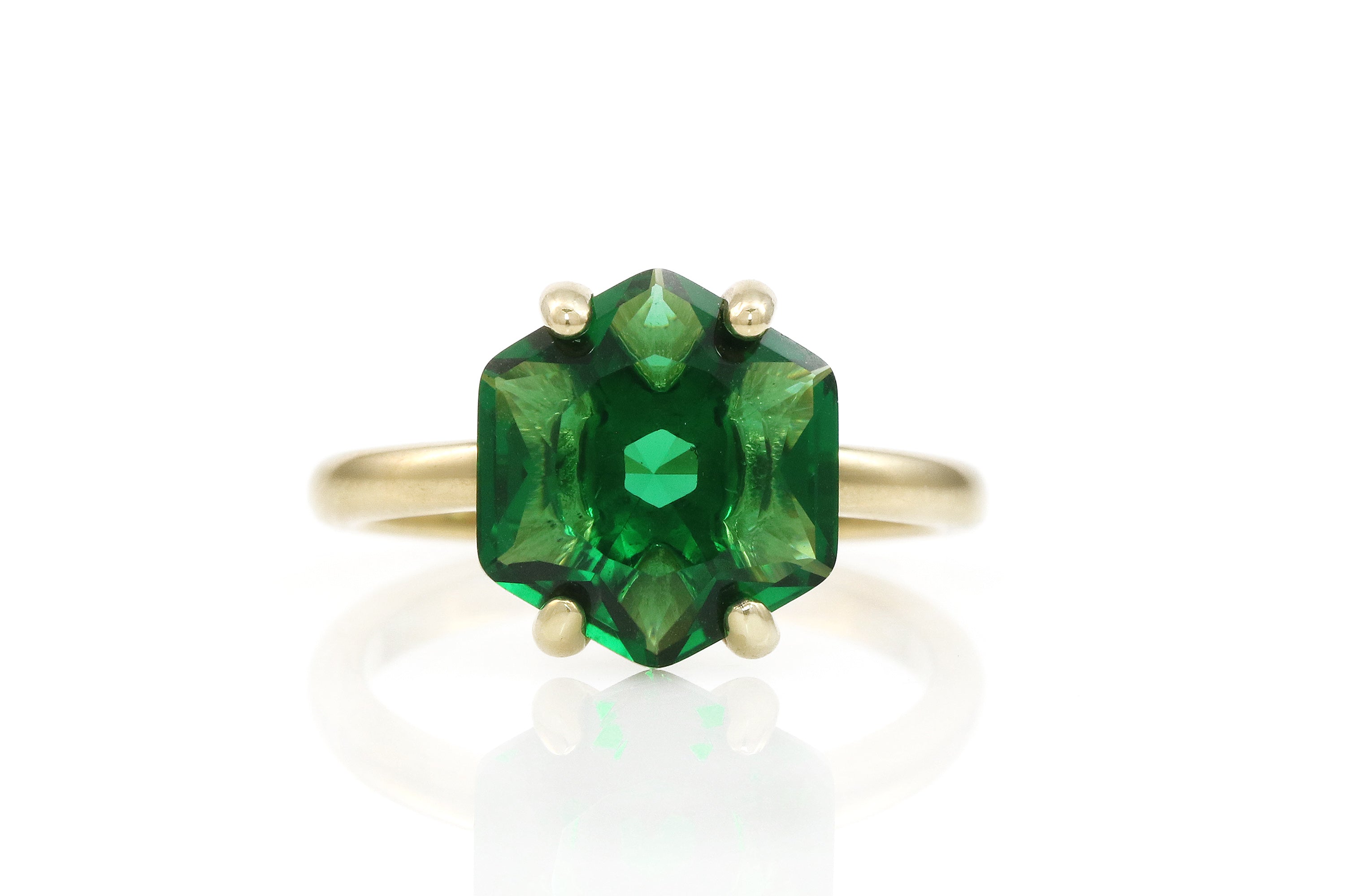 Hexagon Gold Emerald Gold Filled Ring Rings Anemone Unique
