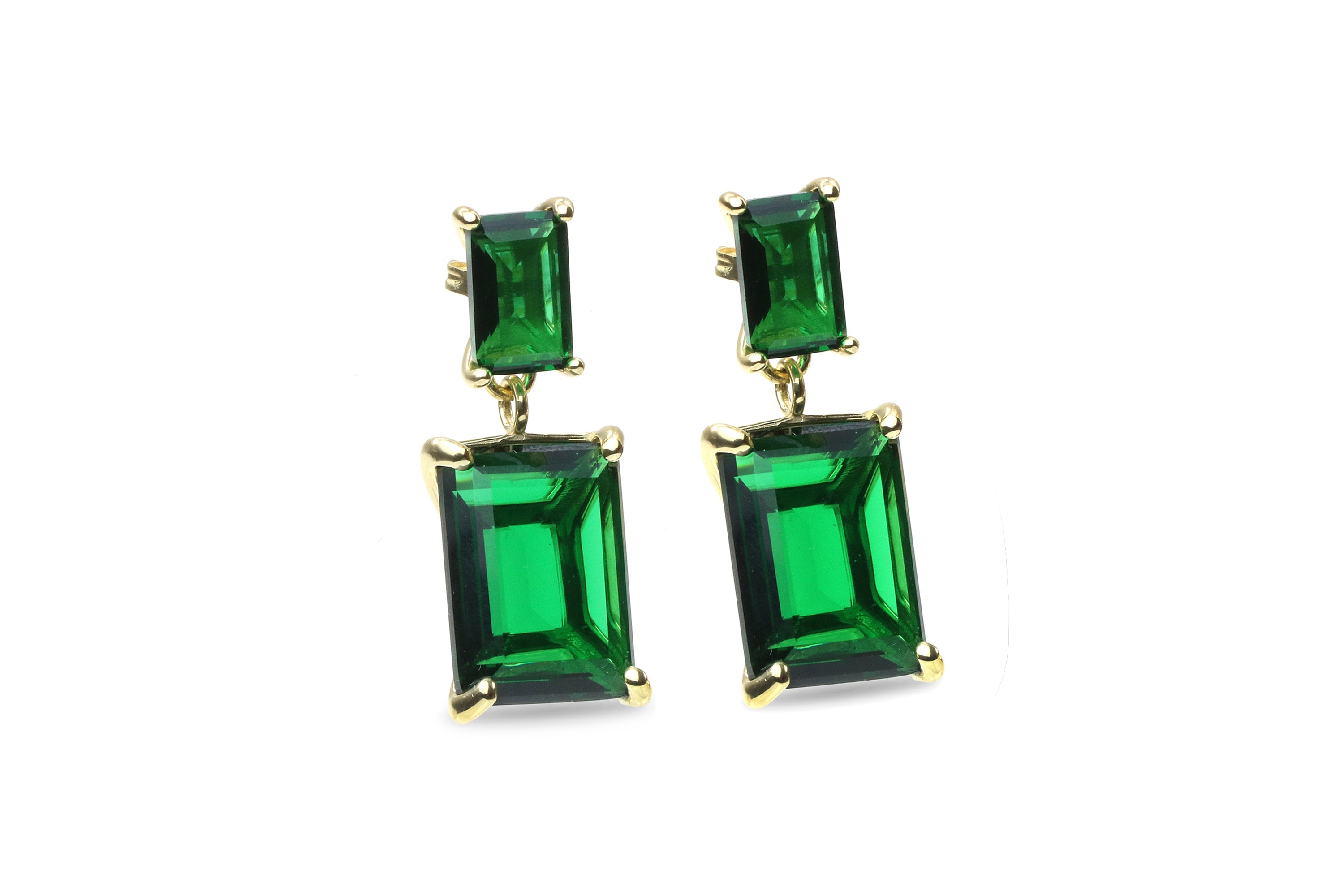 Luminescent Emerald Earrings in 14k Gold Earrings Anemone Jewelry