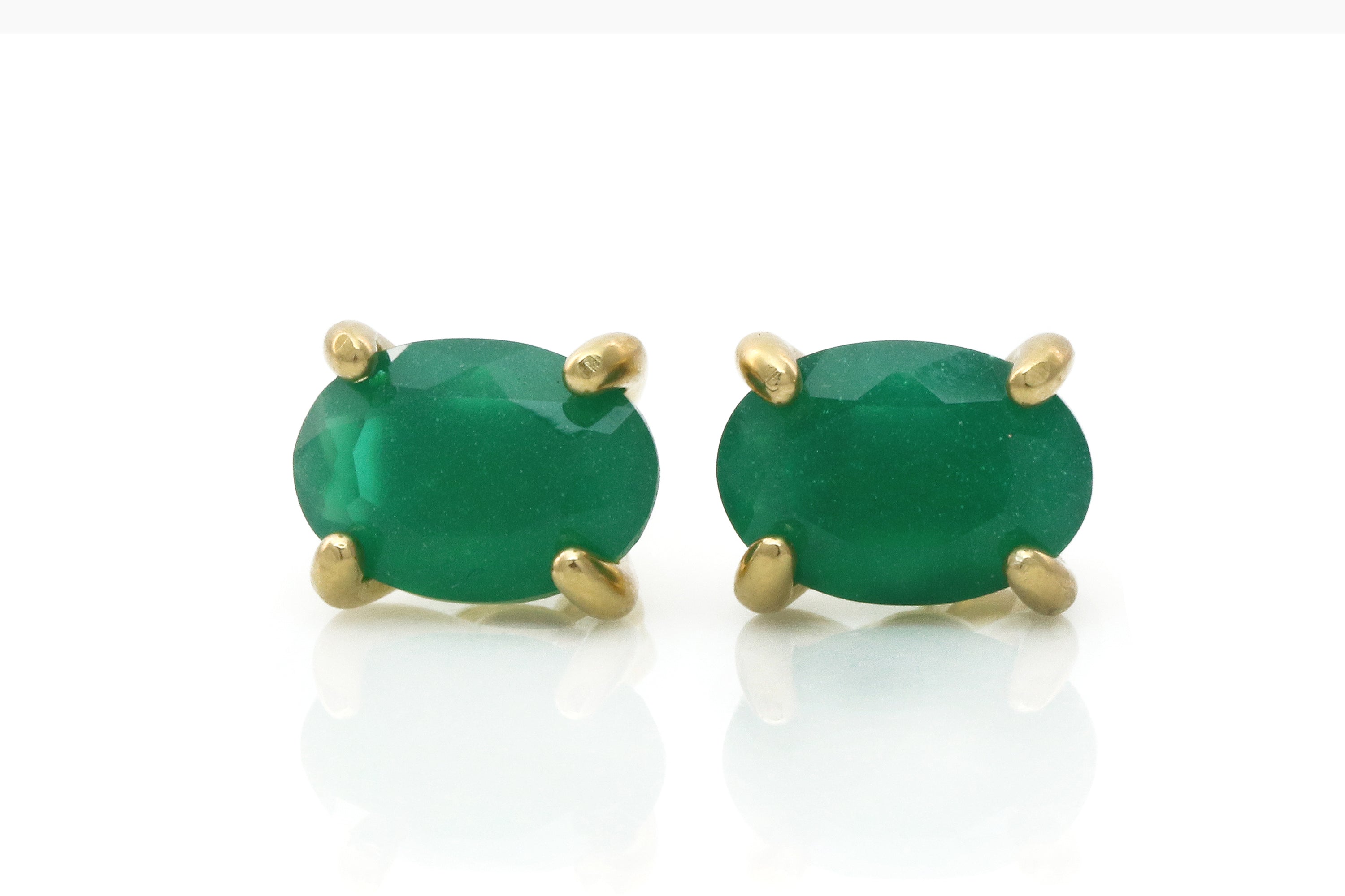 Vibrant Green Onyx Gold Earrings Earrings Anemone Unique