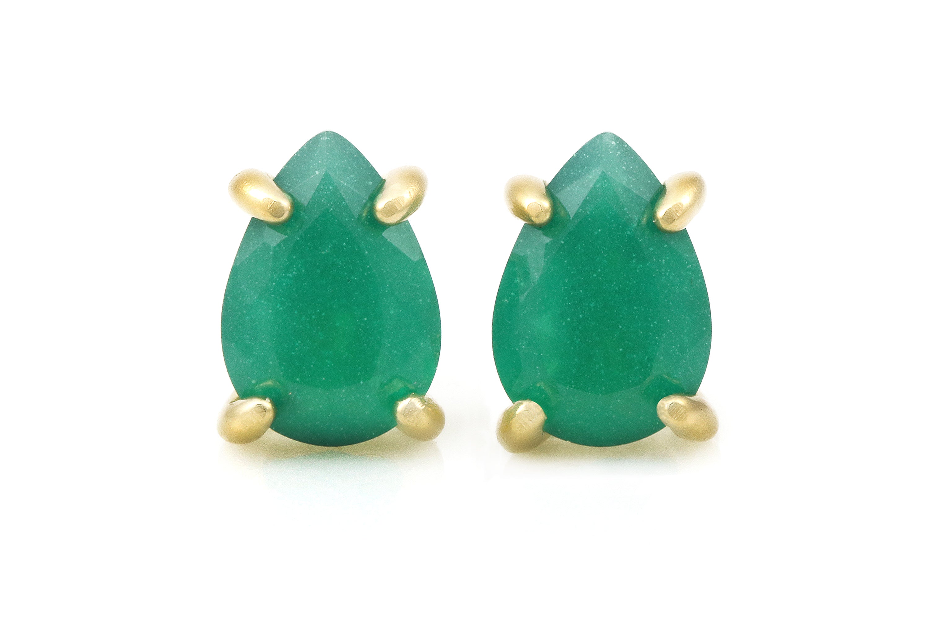 Cute Green Onyx Gold Earrings Earrings Anemone Unique