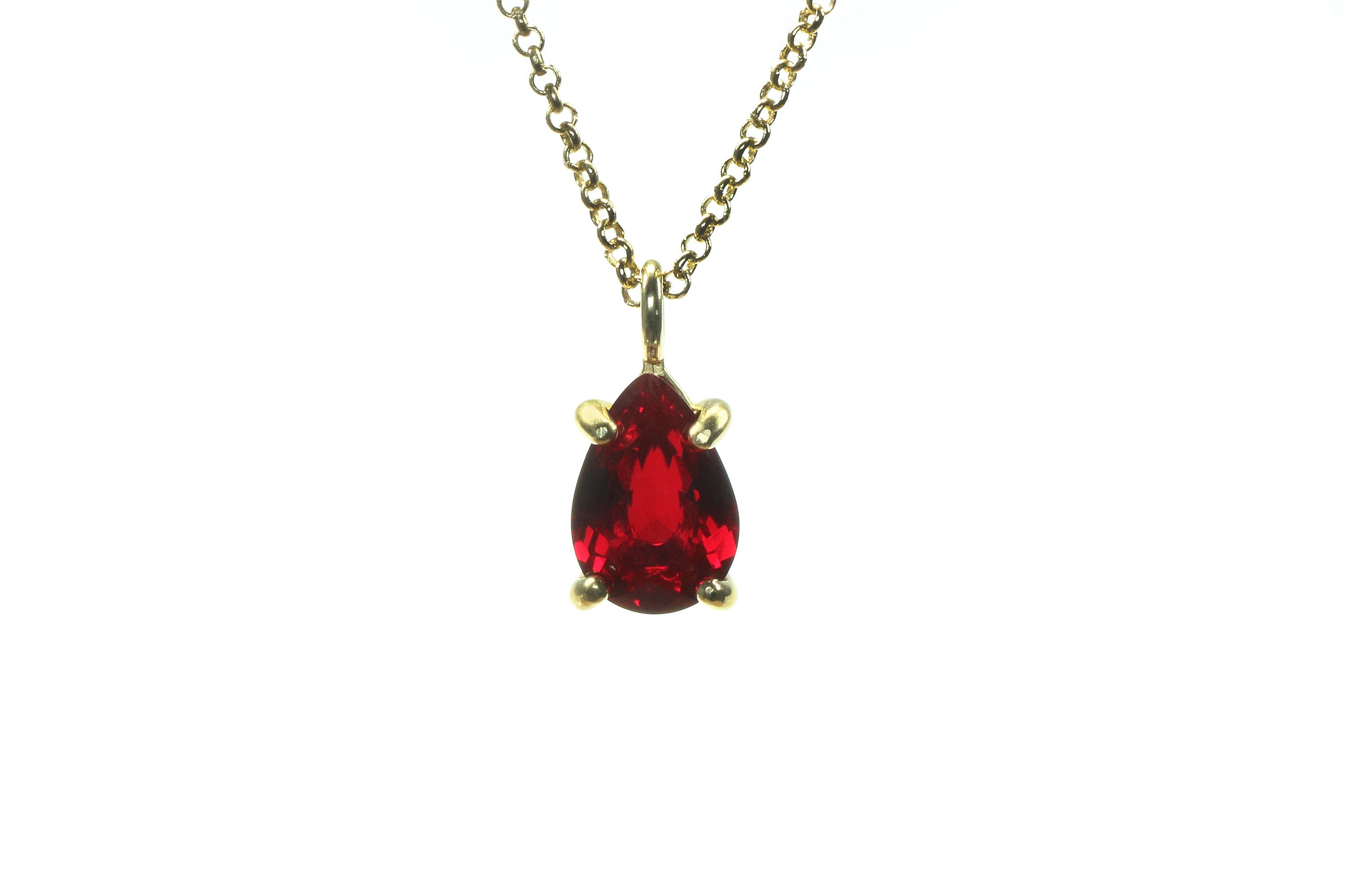 Vibrant Pear Garnet Necklace in Gold necklaces Anemone Unique