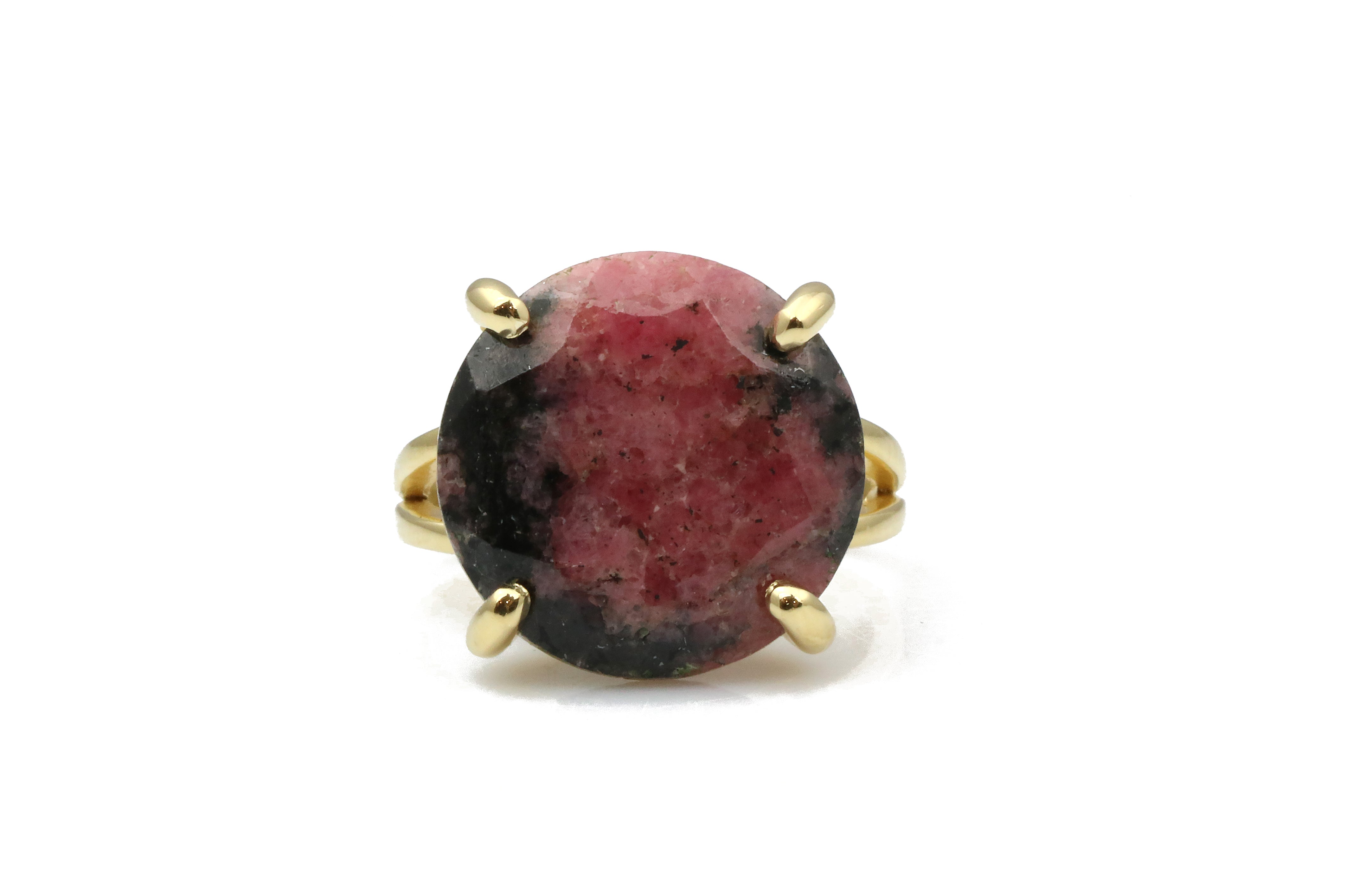 Round Rhodonite Ring in 14k Rose Gold-filled Band Rings Anemone Jewelry