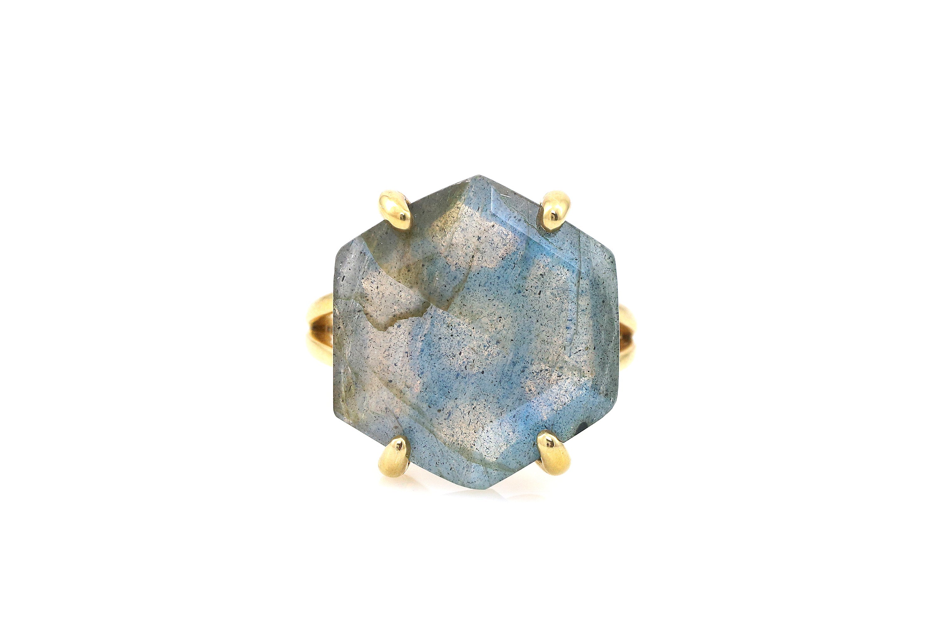 Gold Filled Hexagon Labradorite Ring Rings Anemone Jewelry