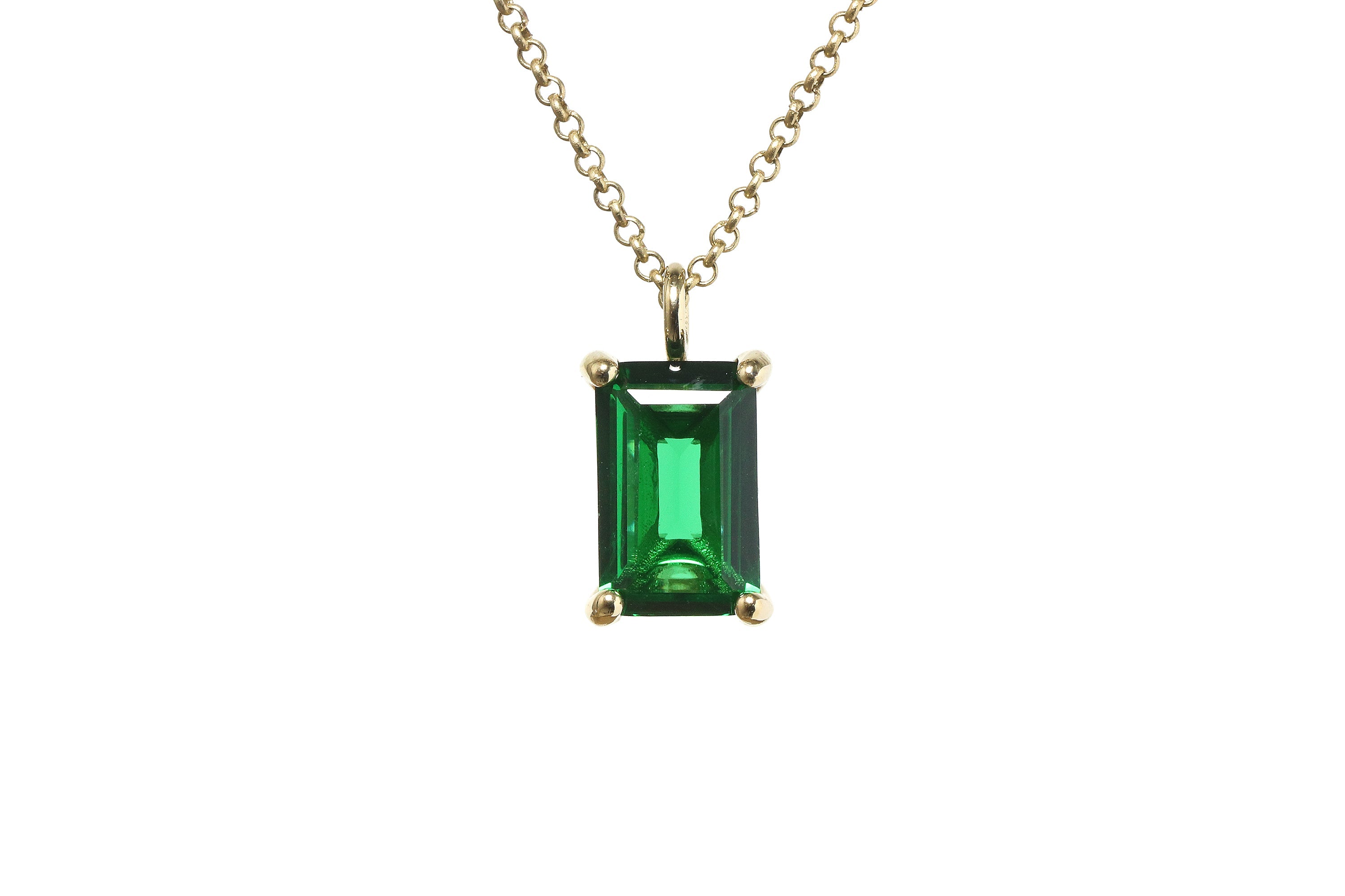 Rectangle Emerald Necklace in Gold necklaces Anemone Unique