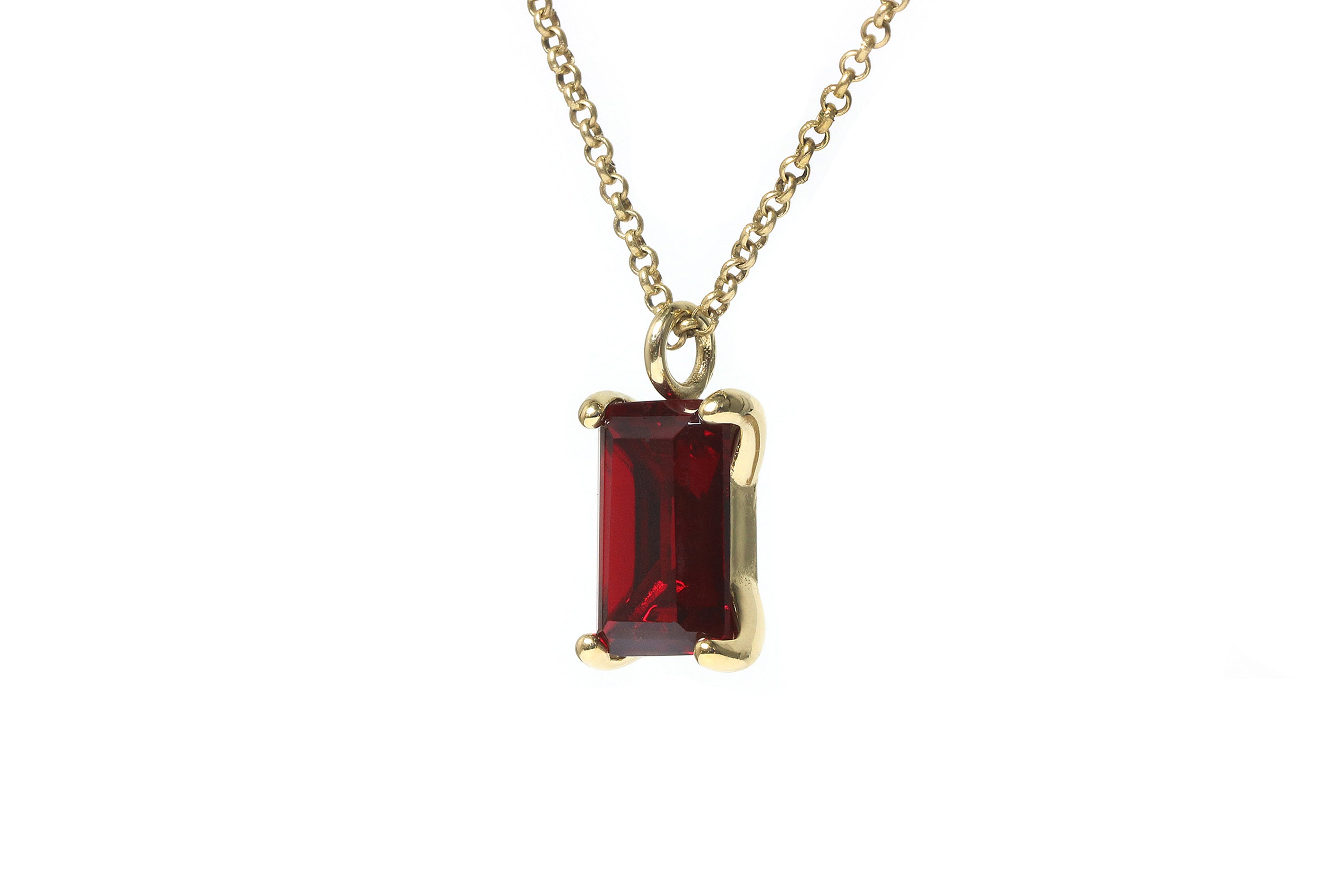 Garnet Pendant Necklace in Gold necklaces Anemone Unique