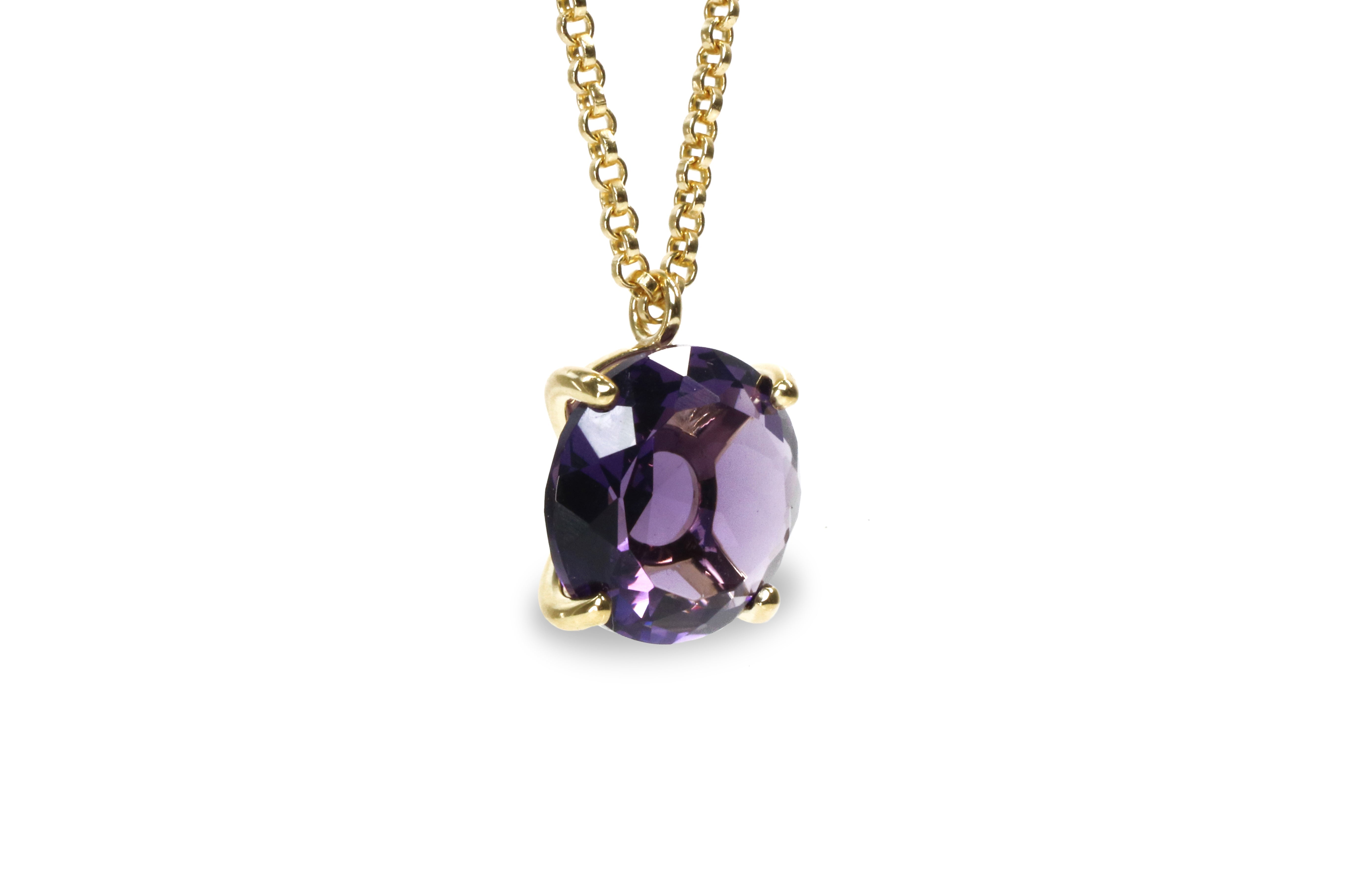 Round Amethyst Gold Necklace for Women necklaces Anemone Jewelry