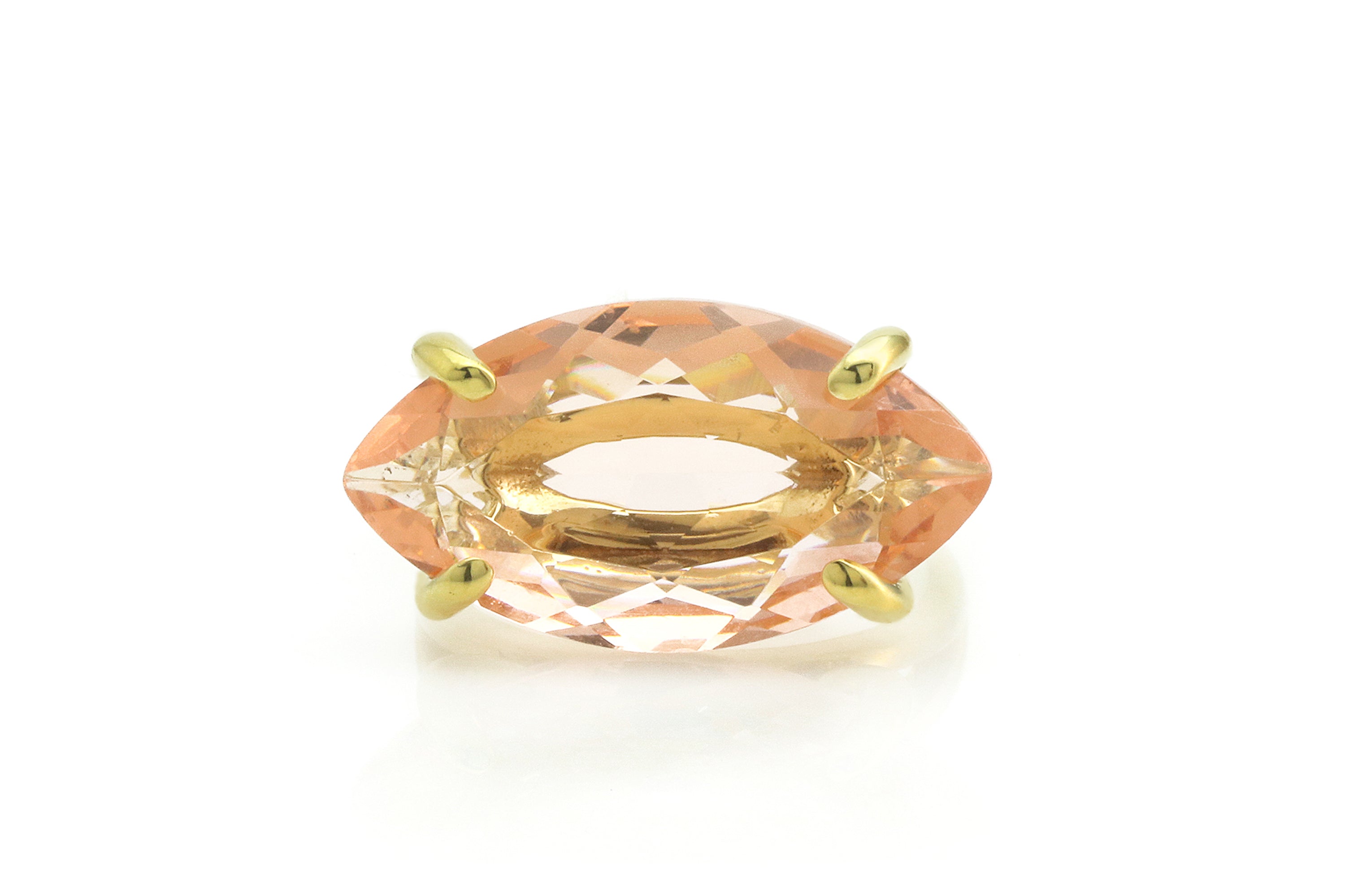 Lustrous Marquise Solitaire Morganite Gold Ring Rings Anemone Jewelry