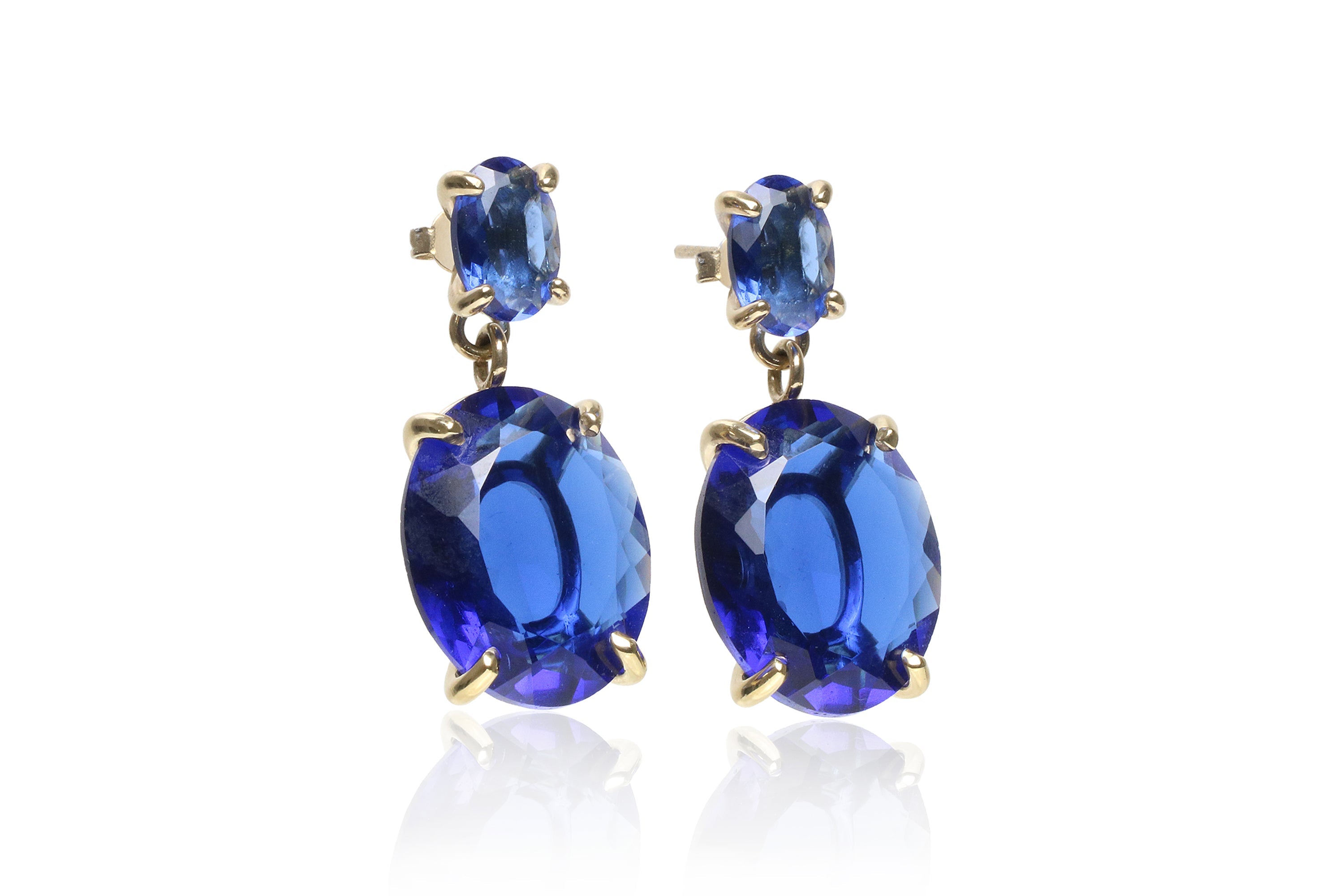 Long Dangle Sapphire Gold Earrings Earrings Anemone Jewelry