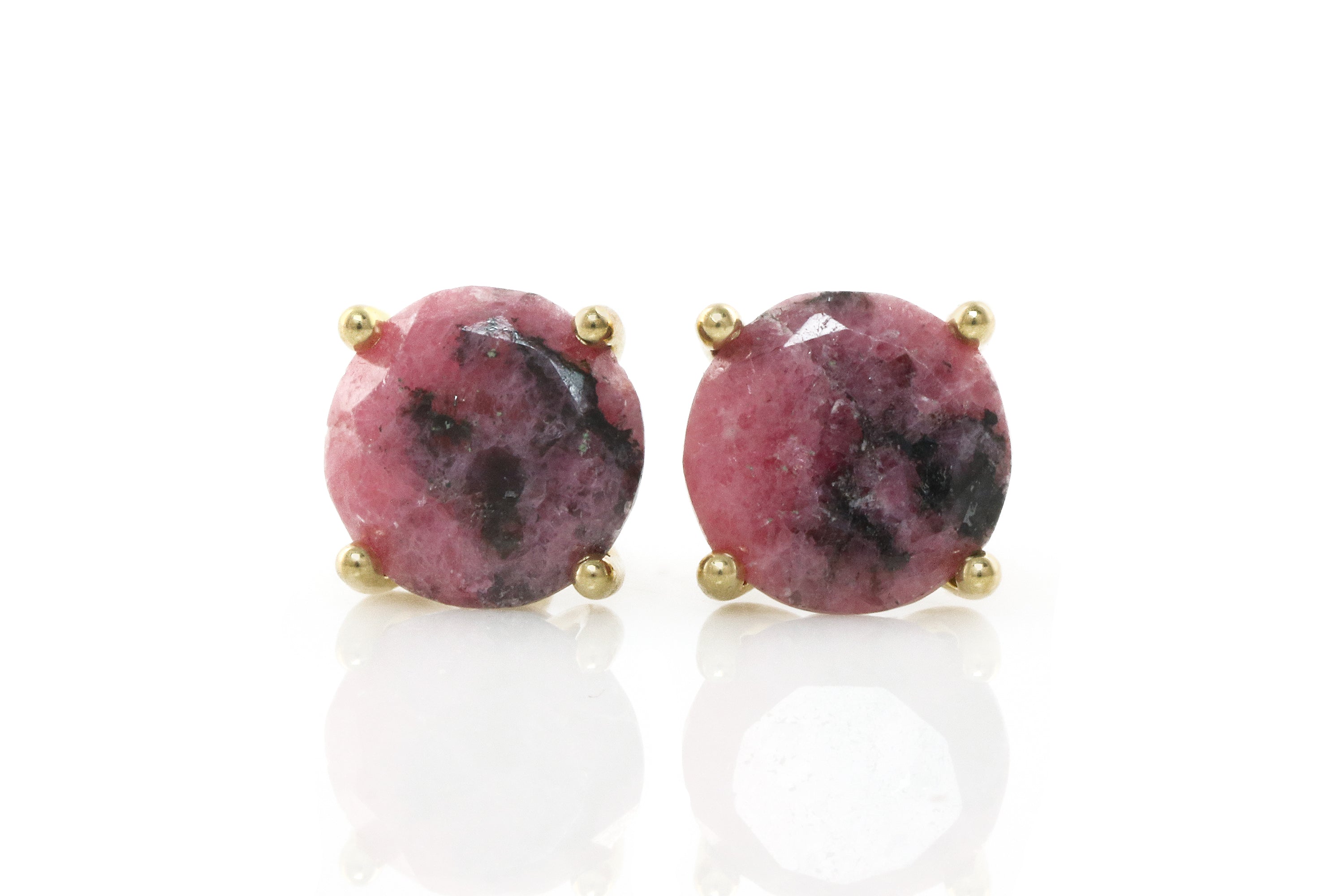 Rosy Rhodonite Stone Gold Earrings Earrings Anemone Unique