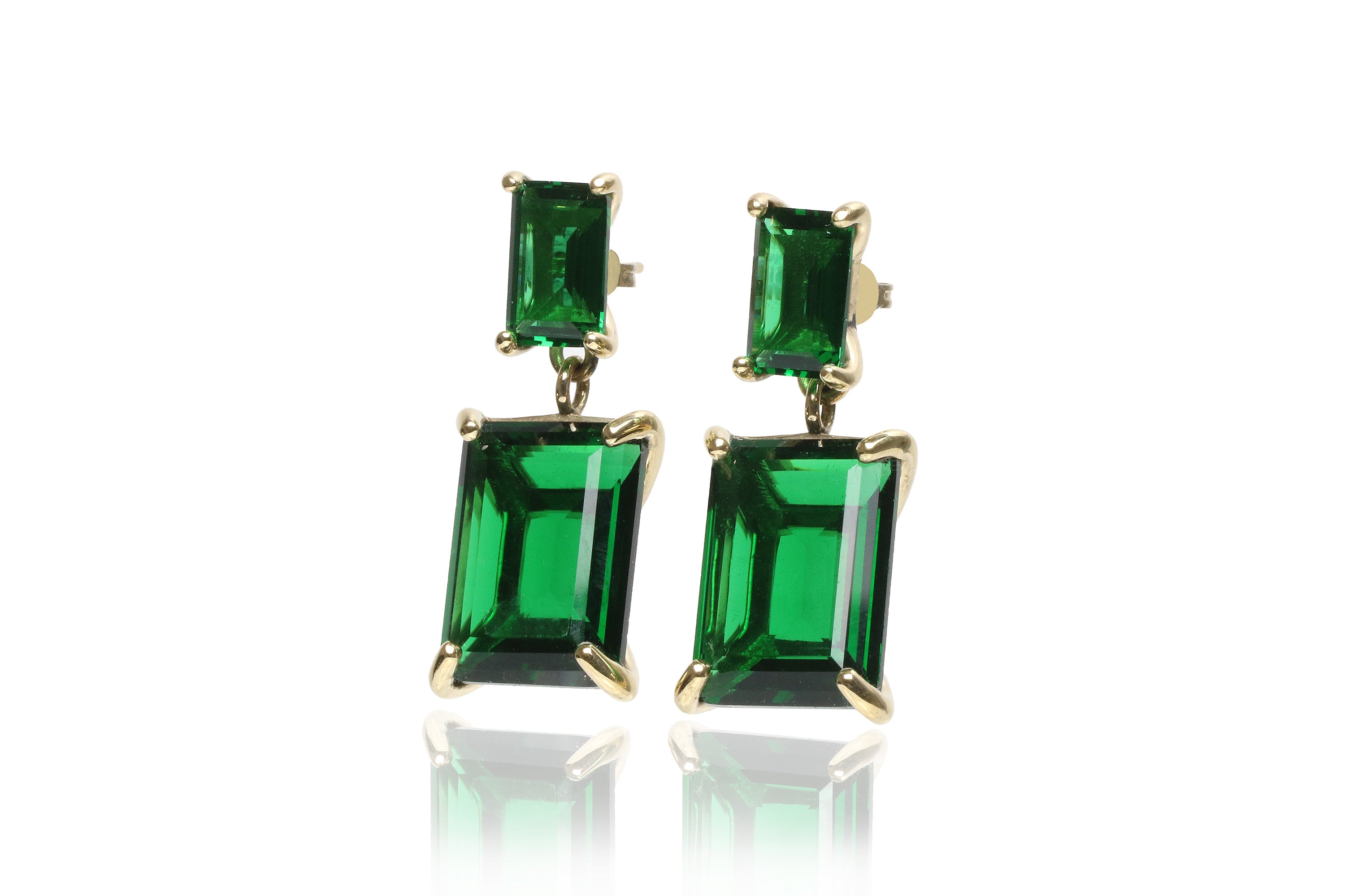 Exquisite Long Emerald Sterling Silver Earrings Earrings Anemone Jewelry