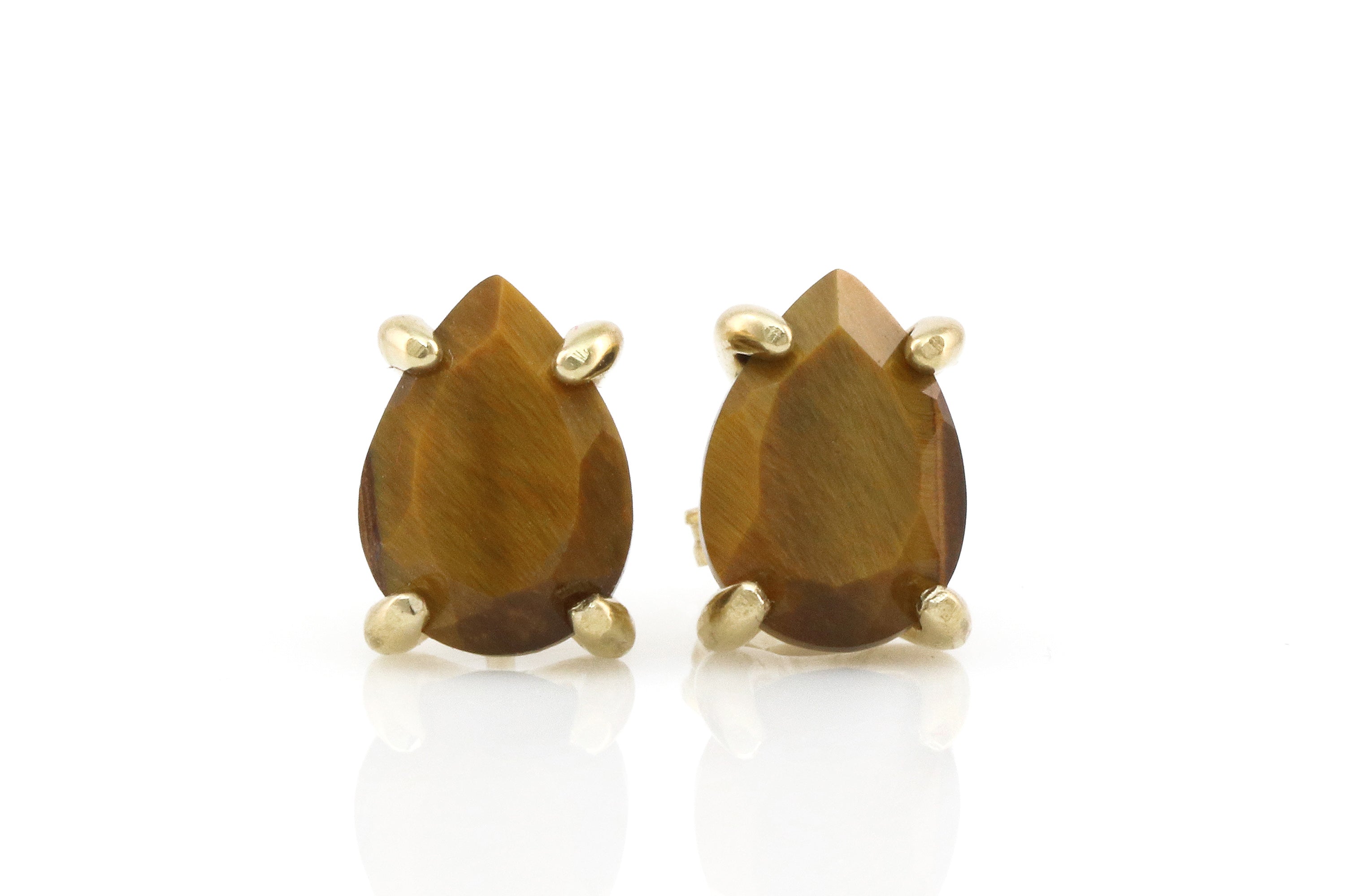 Dainty Tiger Eye Earrings in Gold Earrings Anemone Unique
