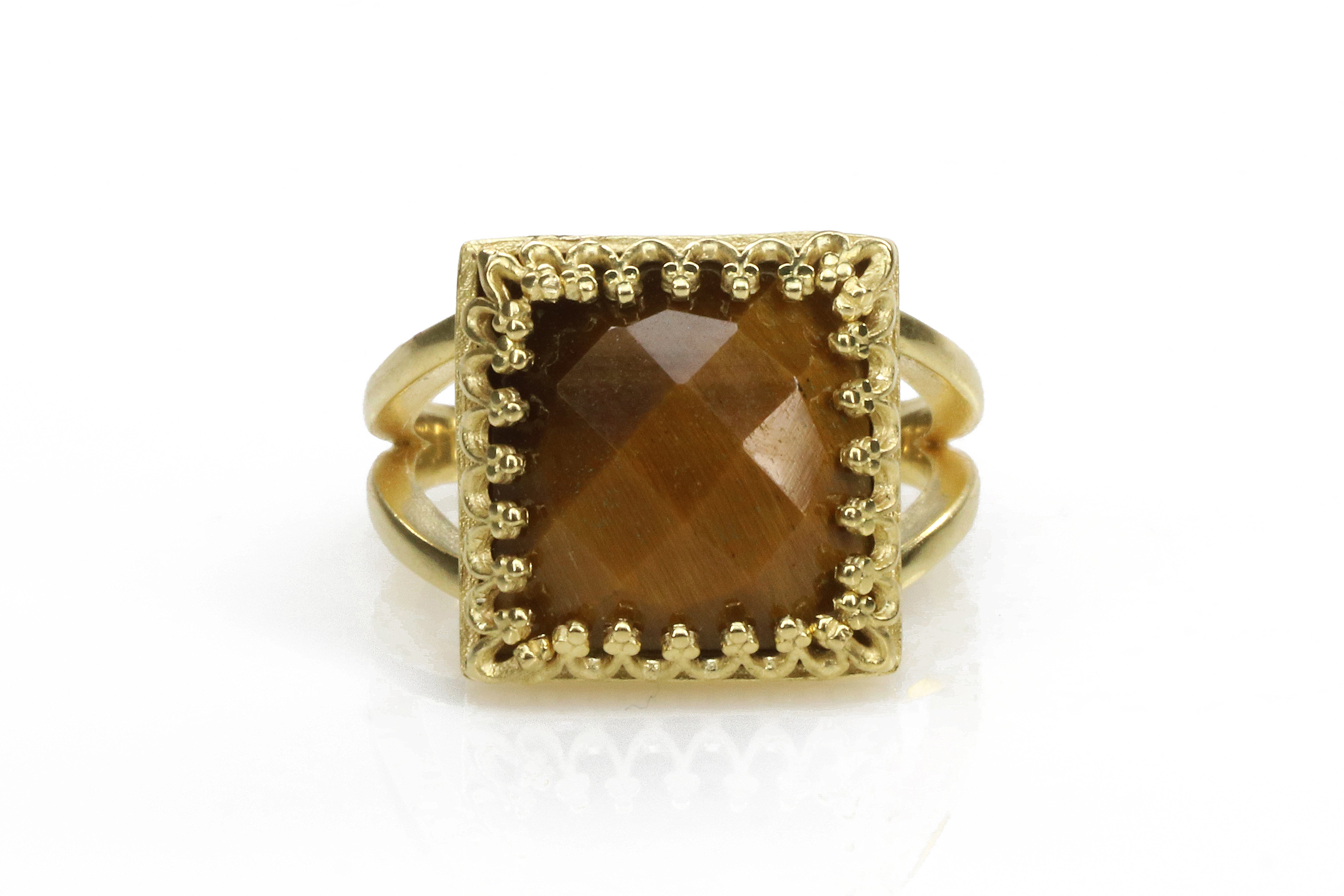Tiger Eye Gemstone in 14k Gold Ring Rings Anemone Jewelry