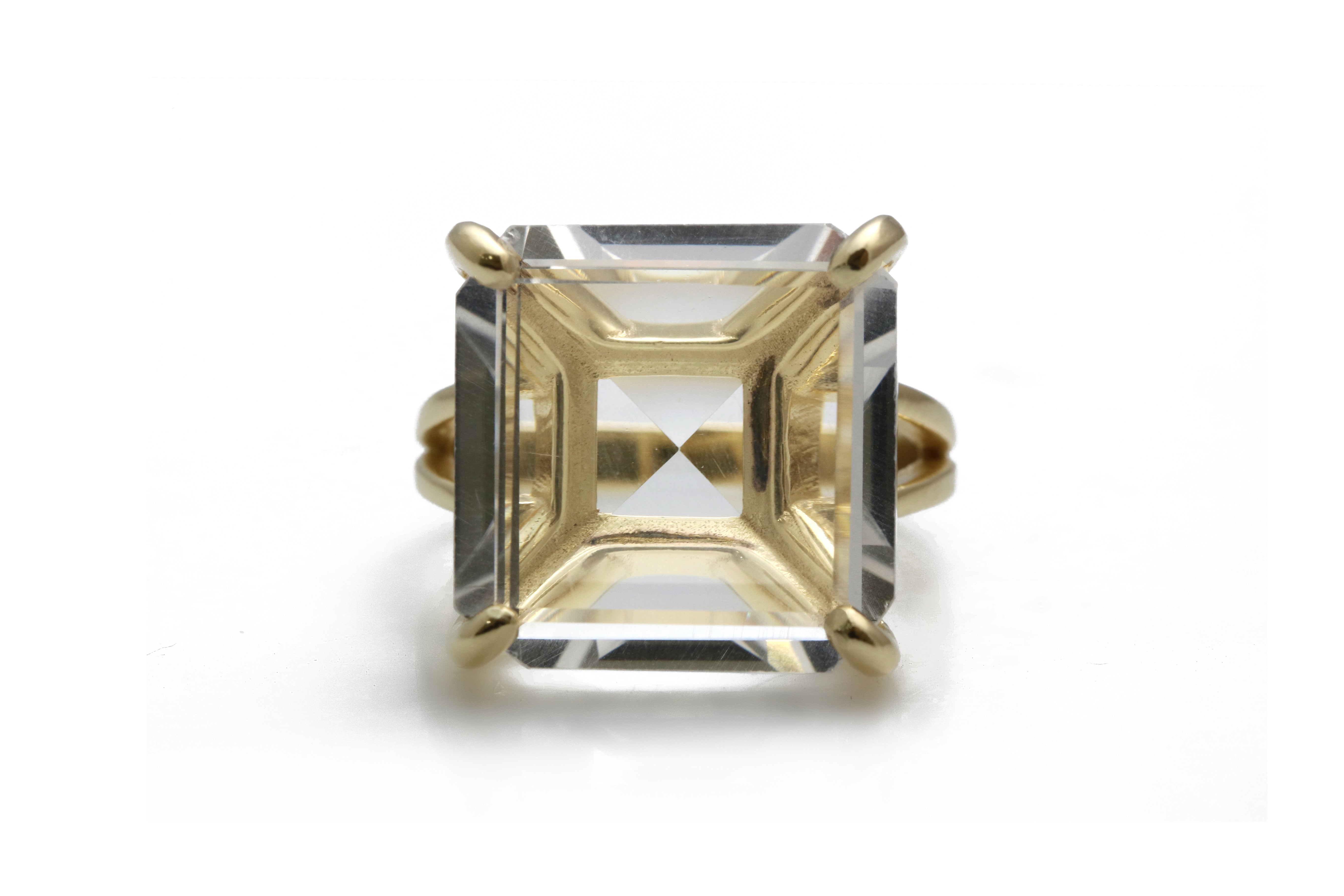 Exquisite Clear Quartz Ring in 14k Gold-filled Band Rings Anemone Jewelry