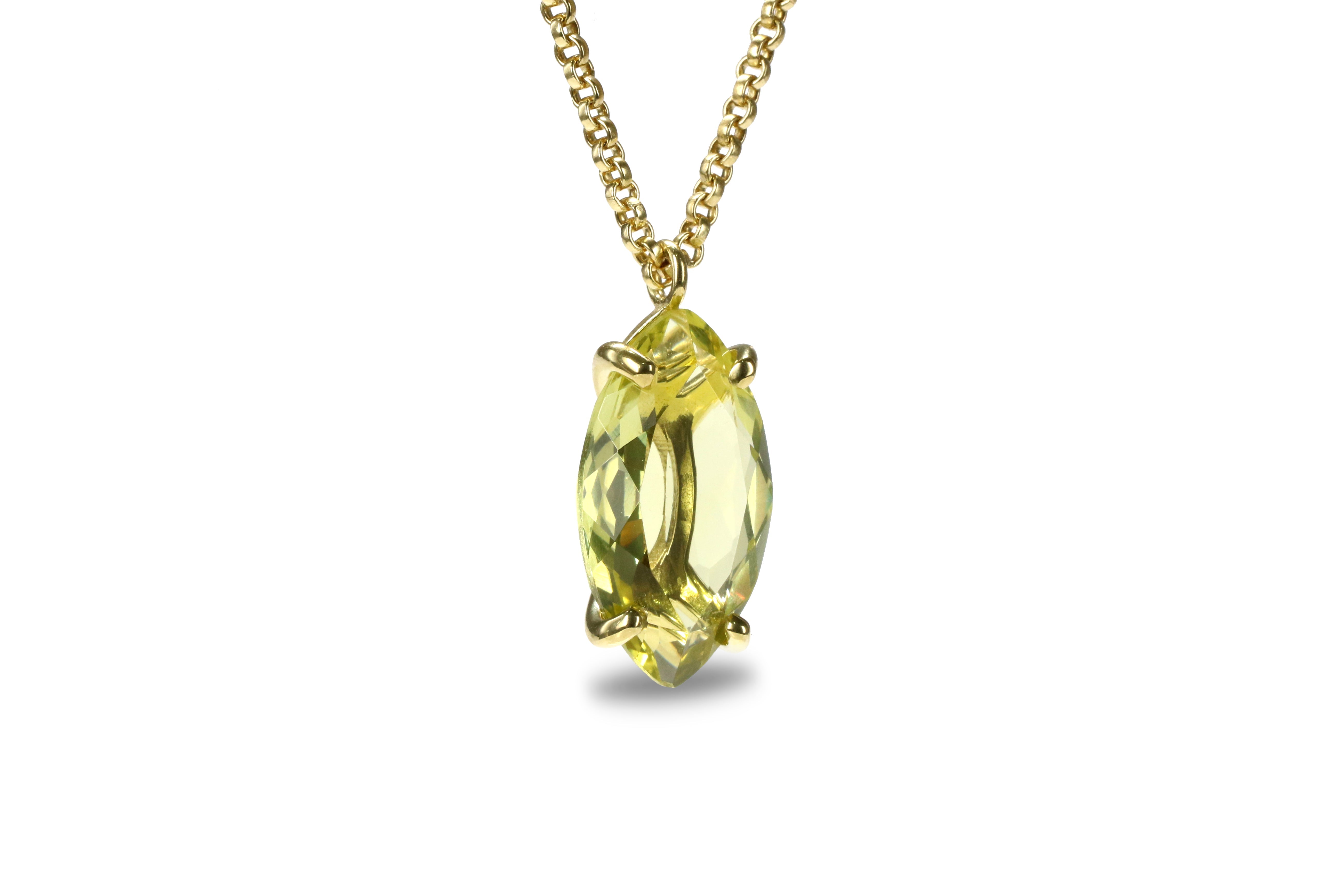 Marquise Lemon Quartz Pendant Gold Necklace necklaces Anemone Jewelry