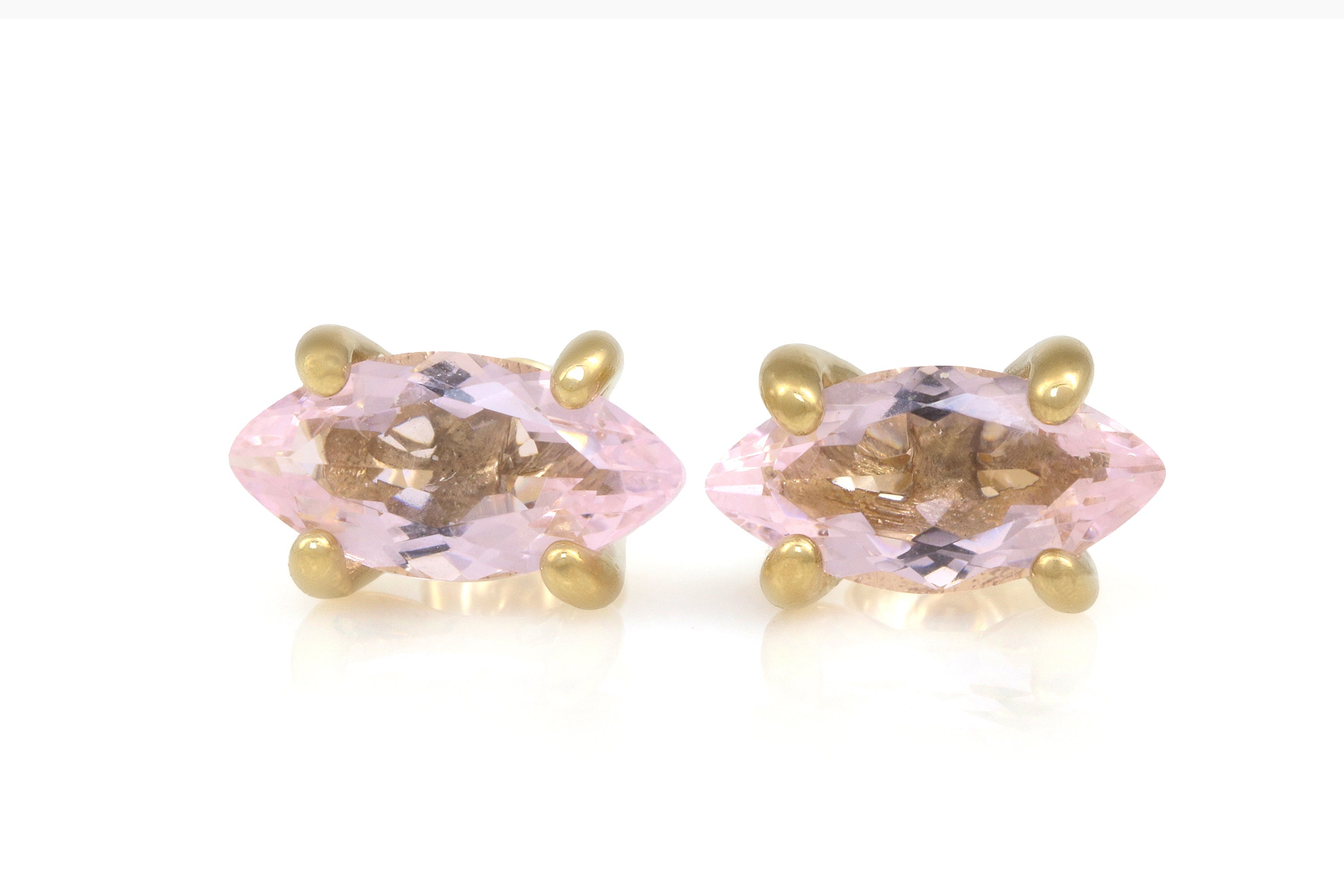 Gold Marquise Rose Quartz Earrings Earrings Anemone Unique