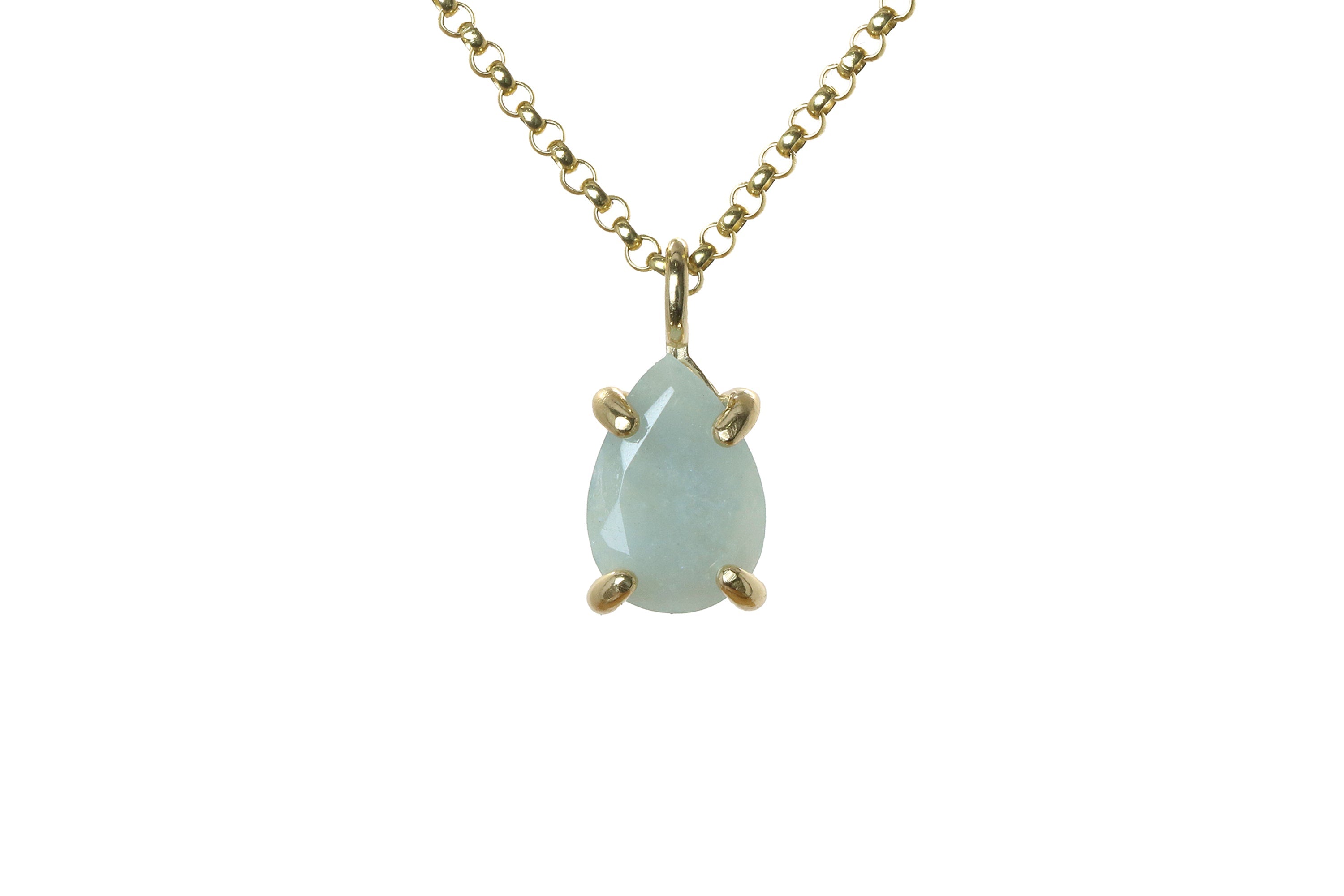 Captivating Aquamarine Gold Necklace necklaces Anemone Unique
