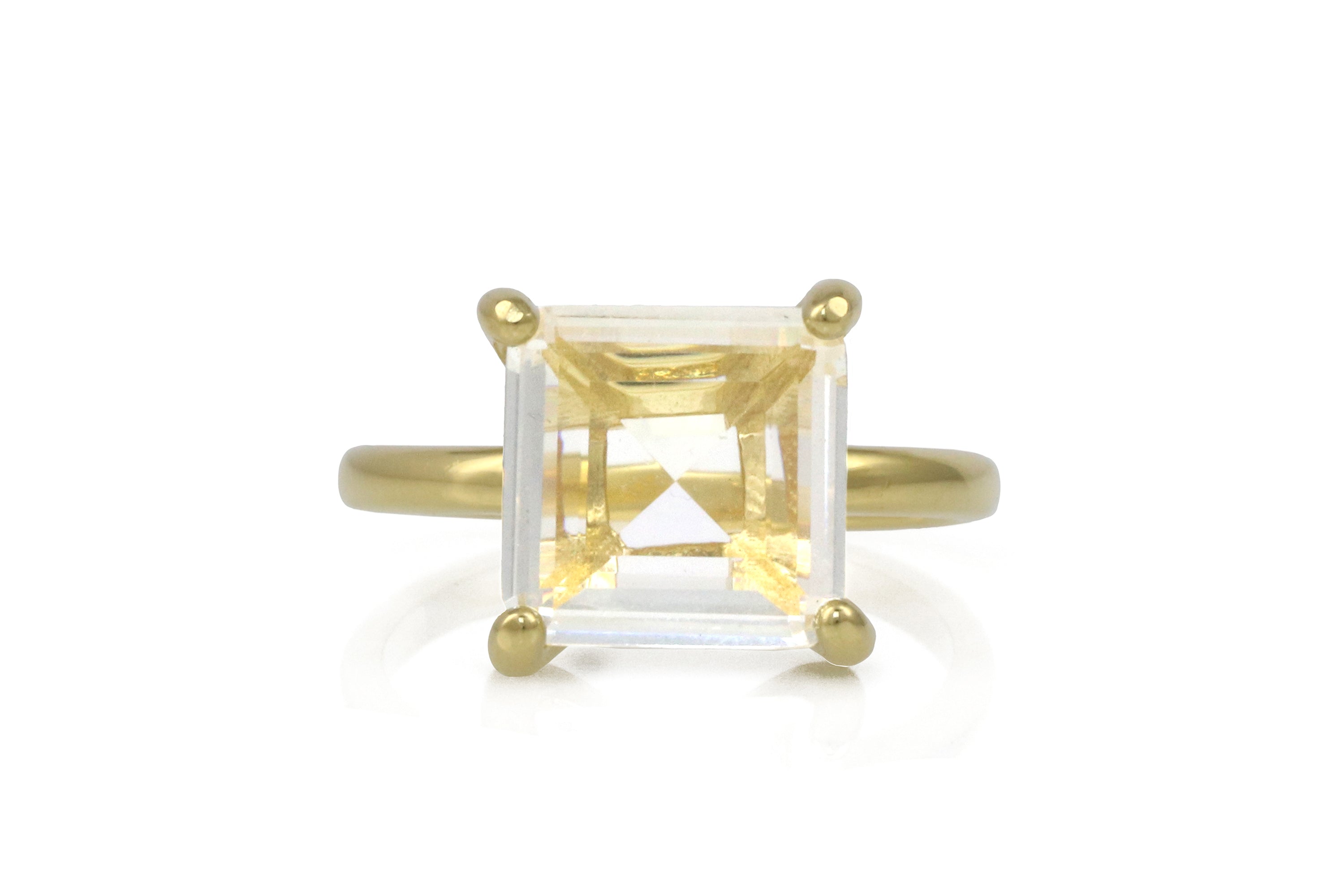 Splendid Crystal Quartz Gold Ring Rings Anemone Unique