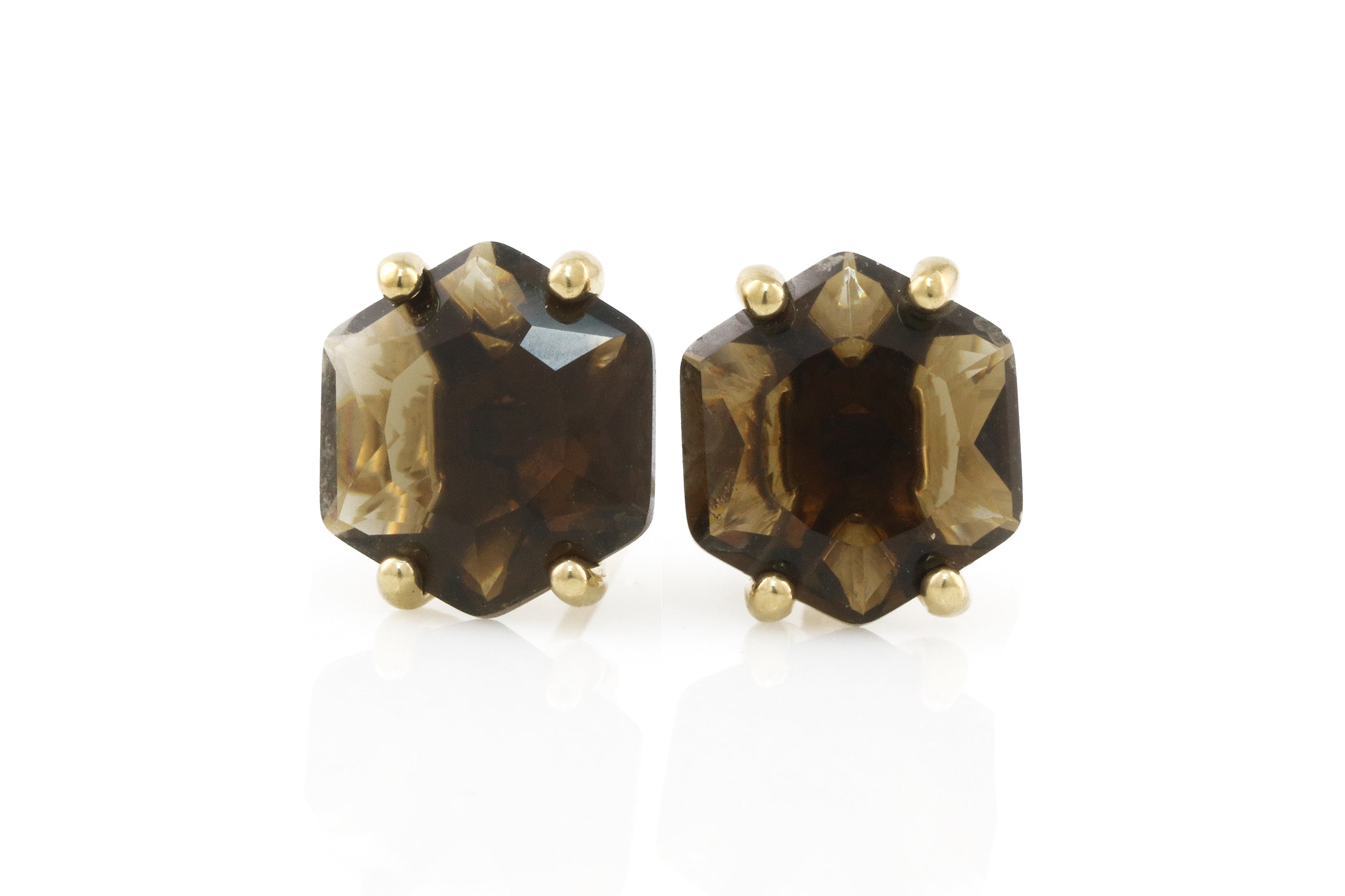 Classic Smoky Quartz Gold Stud Earrings Earrings Anemone Unique