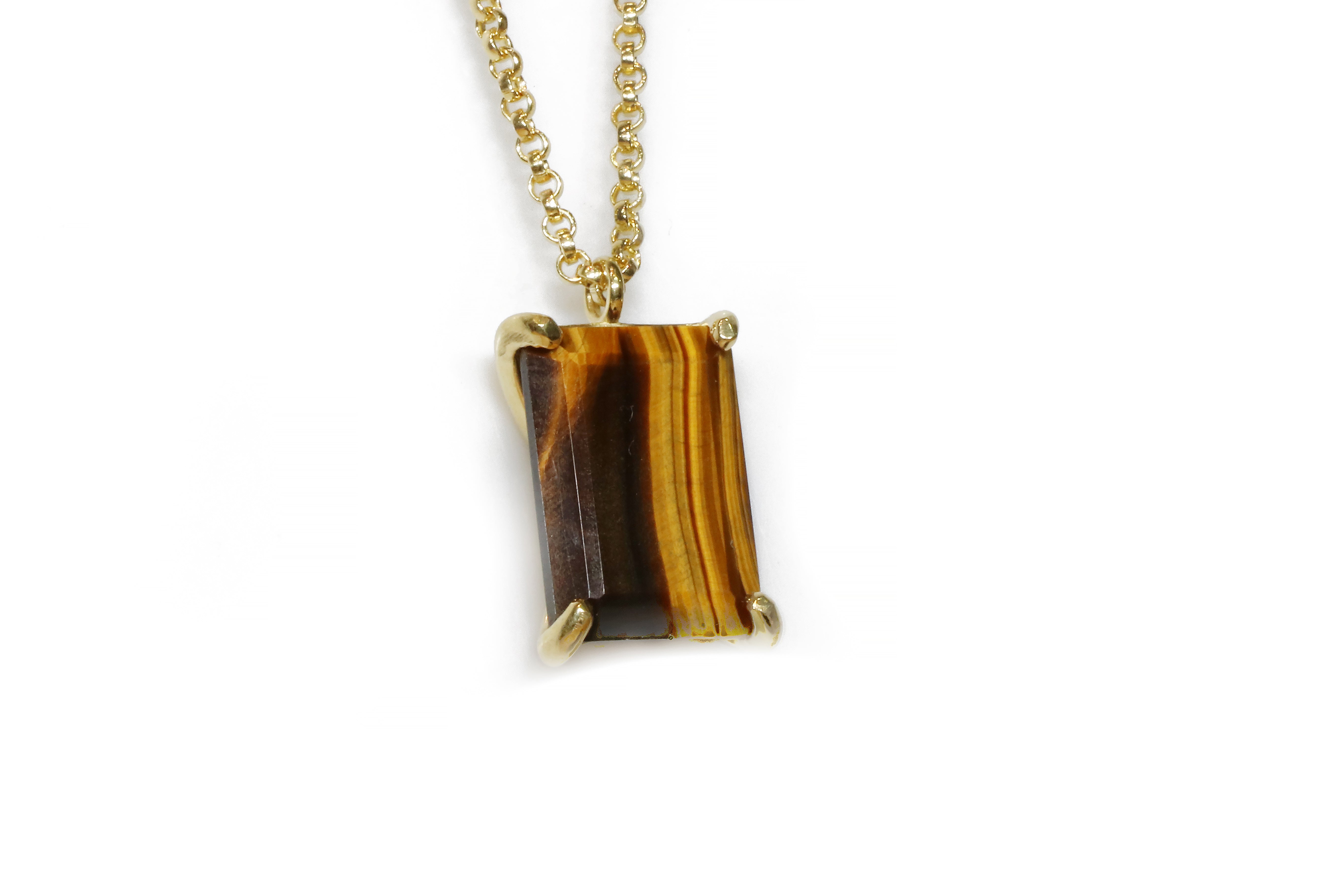 Handmade Rectangle Tiger Eye Necklace necklaces Anemone Jewelry