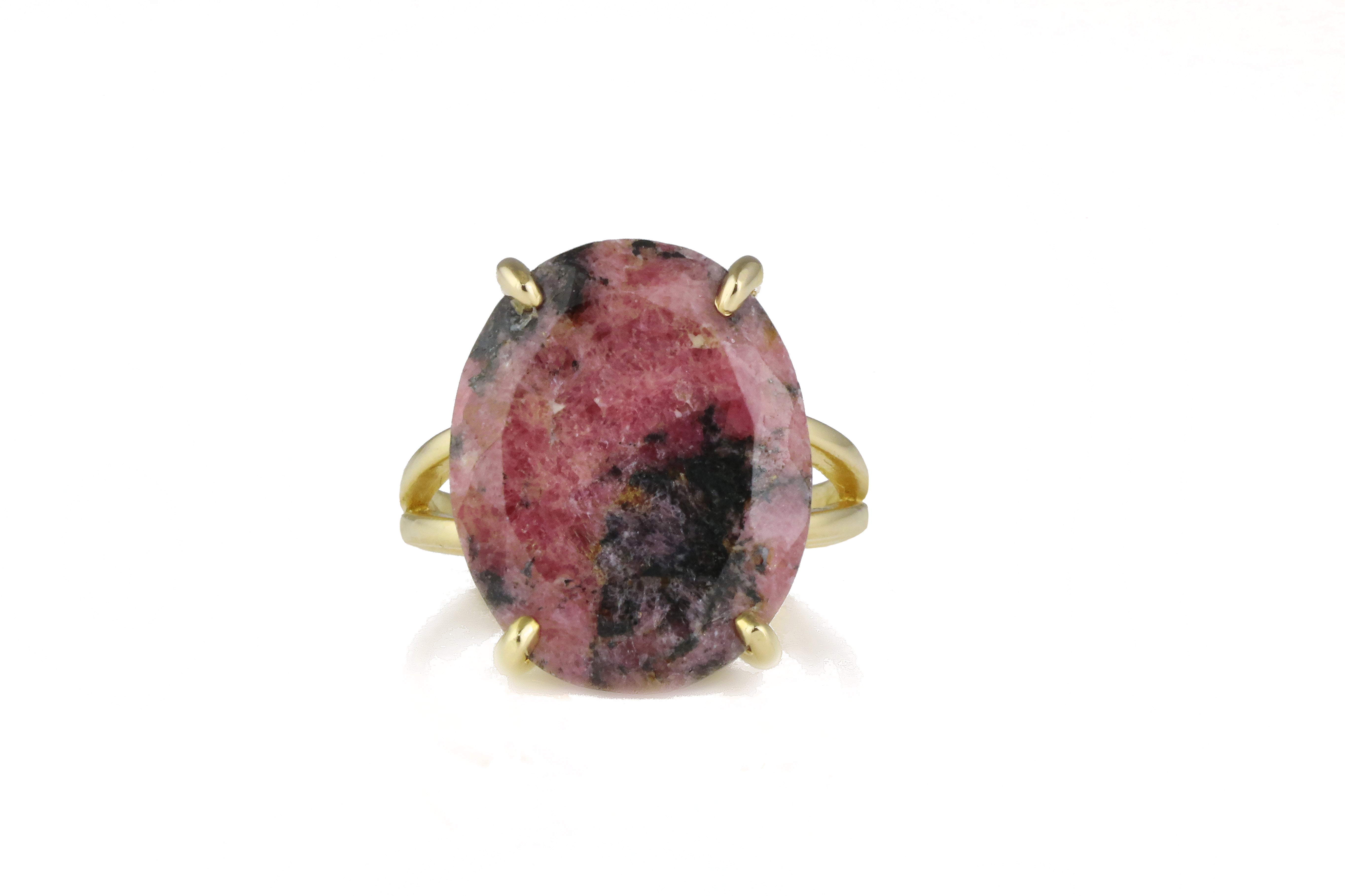 14K Gold Rhodonite Ring Rings Anemone Jewelry
