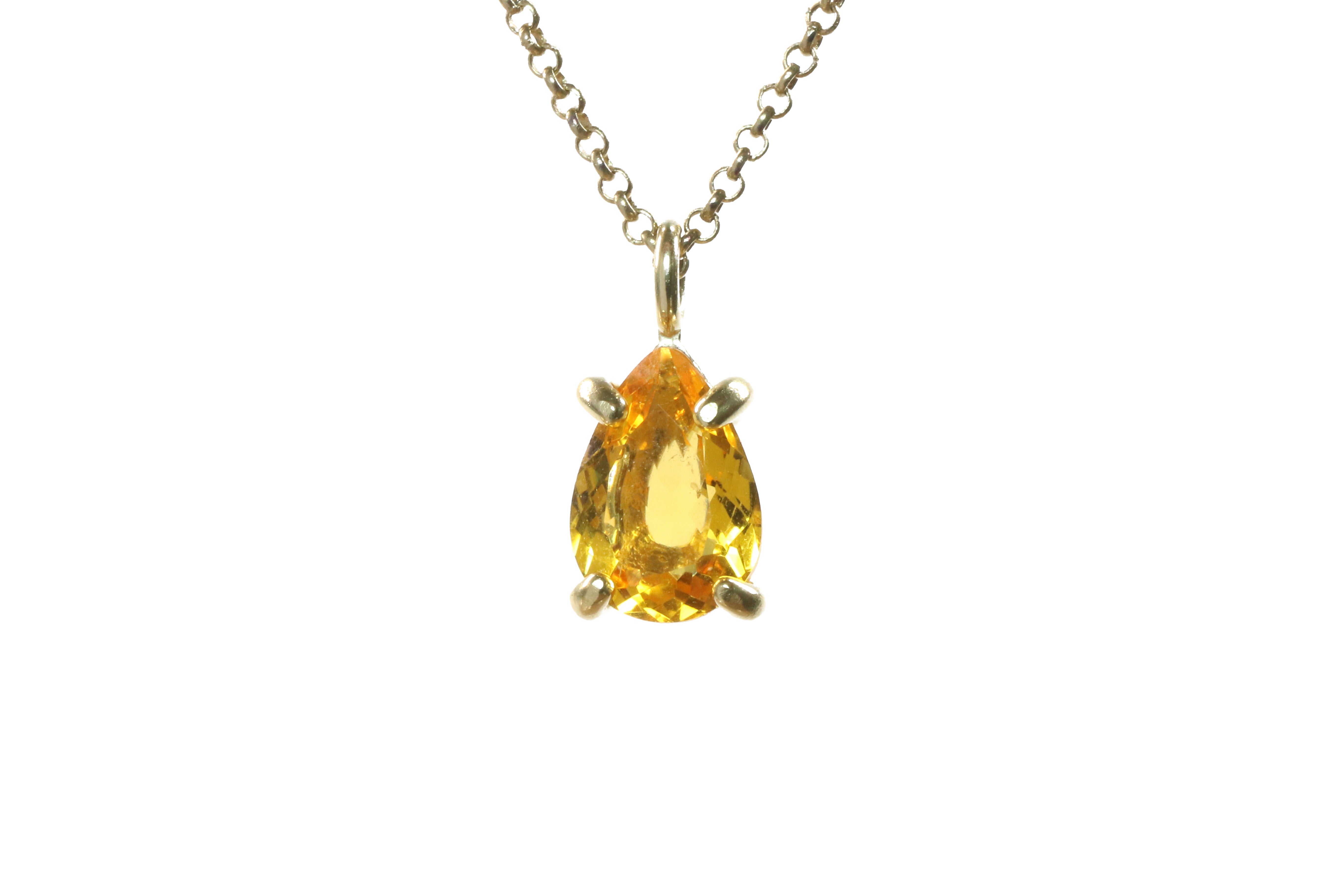 Simple Pear Citrine Pendant Necklace in Gold necklaces Anemone Unique