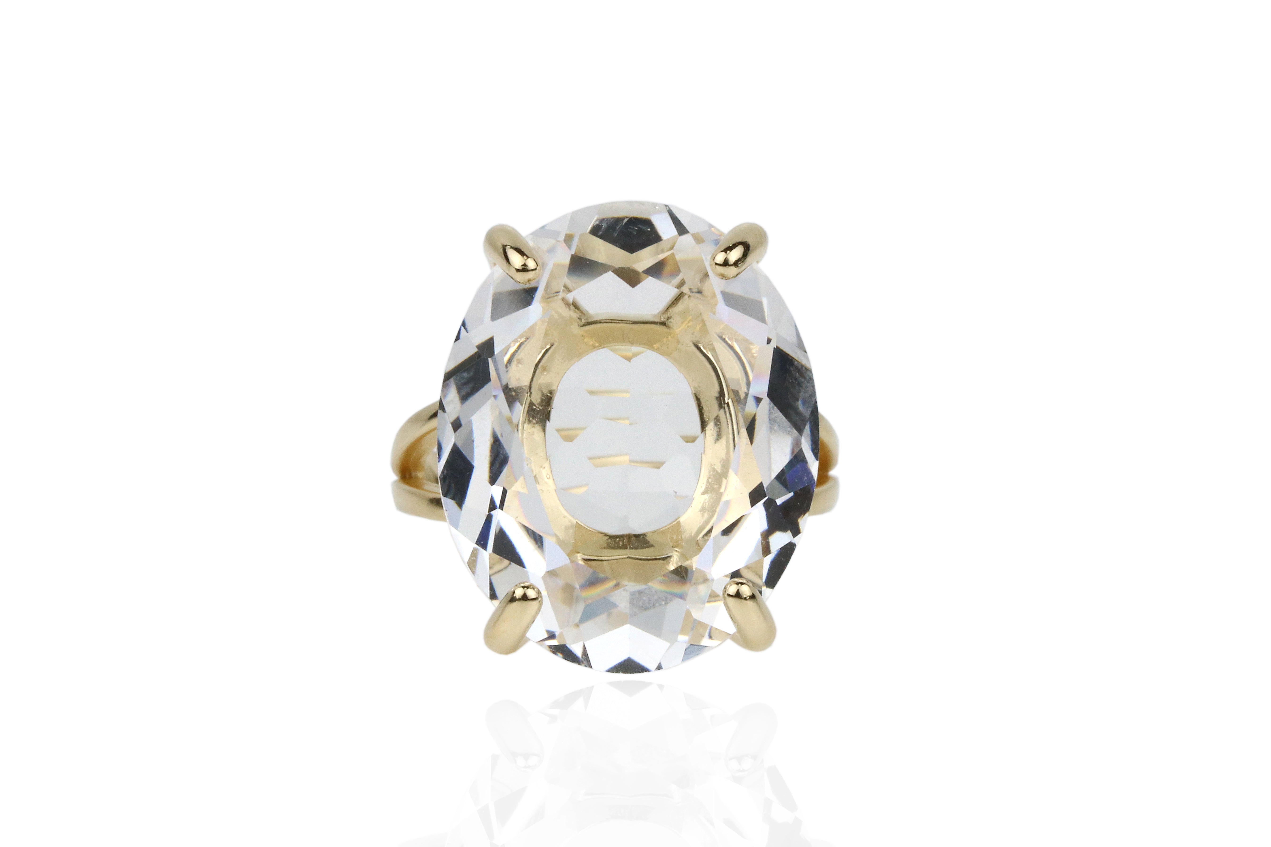 Faceted Quartz Crystal in 14K Gold-filled Ring Band Rings Anemone Jewelry