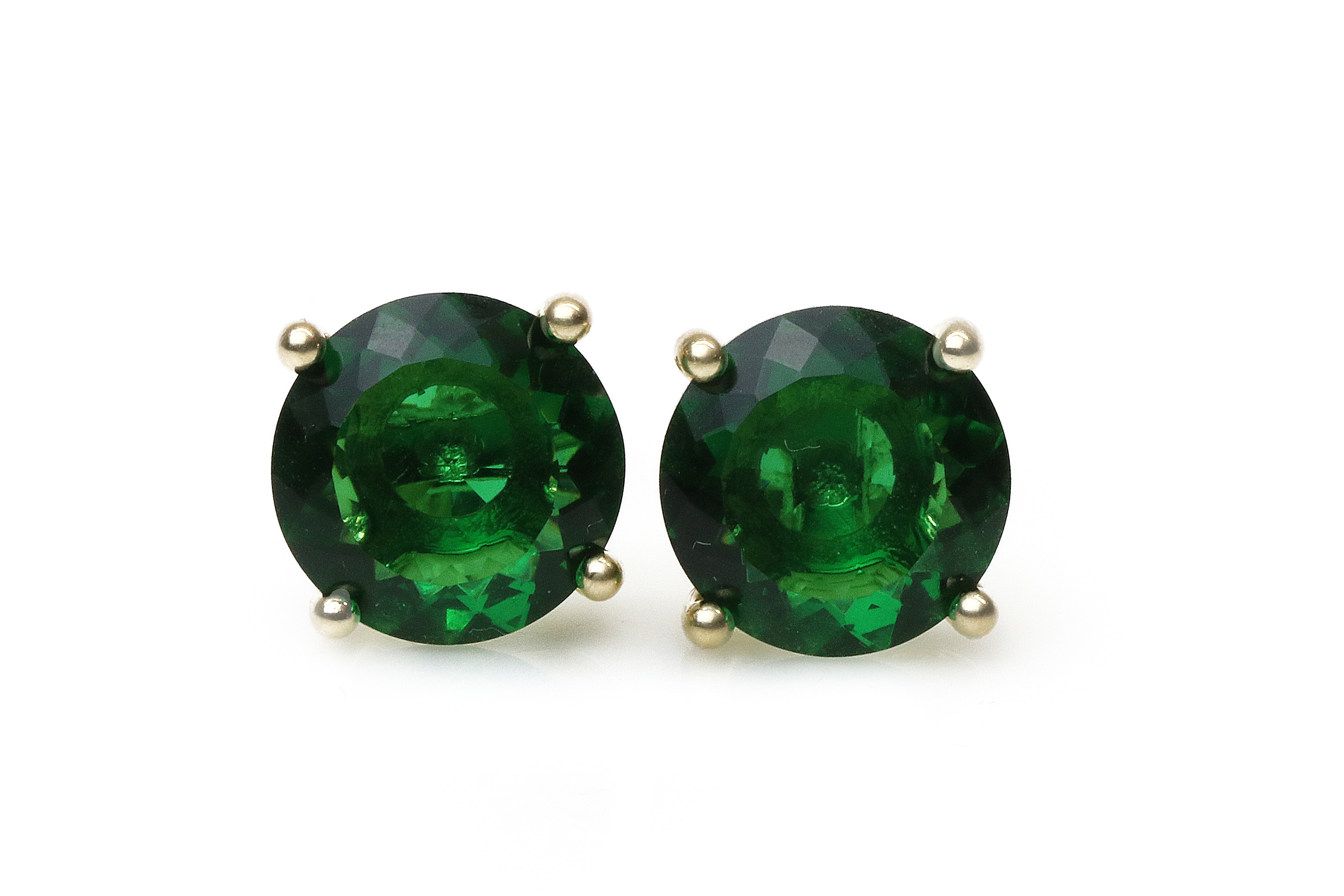 Stunning Round Emerald Gold Stud Earrings Earrings Anemone Unique