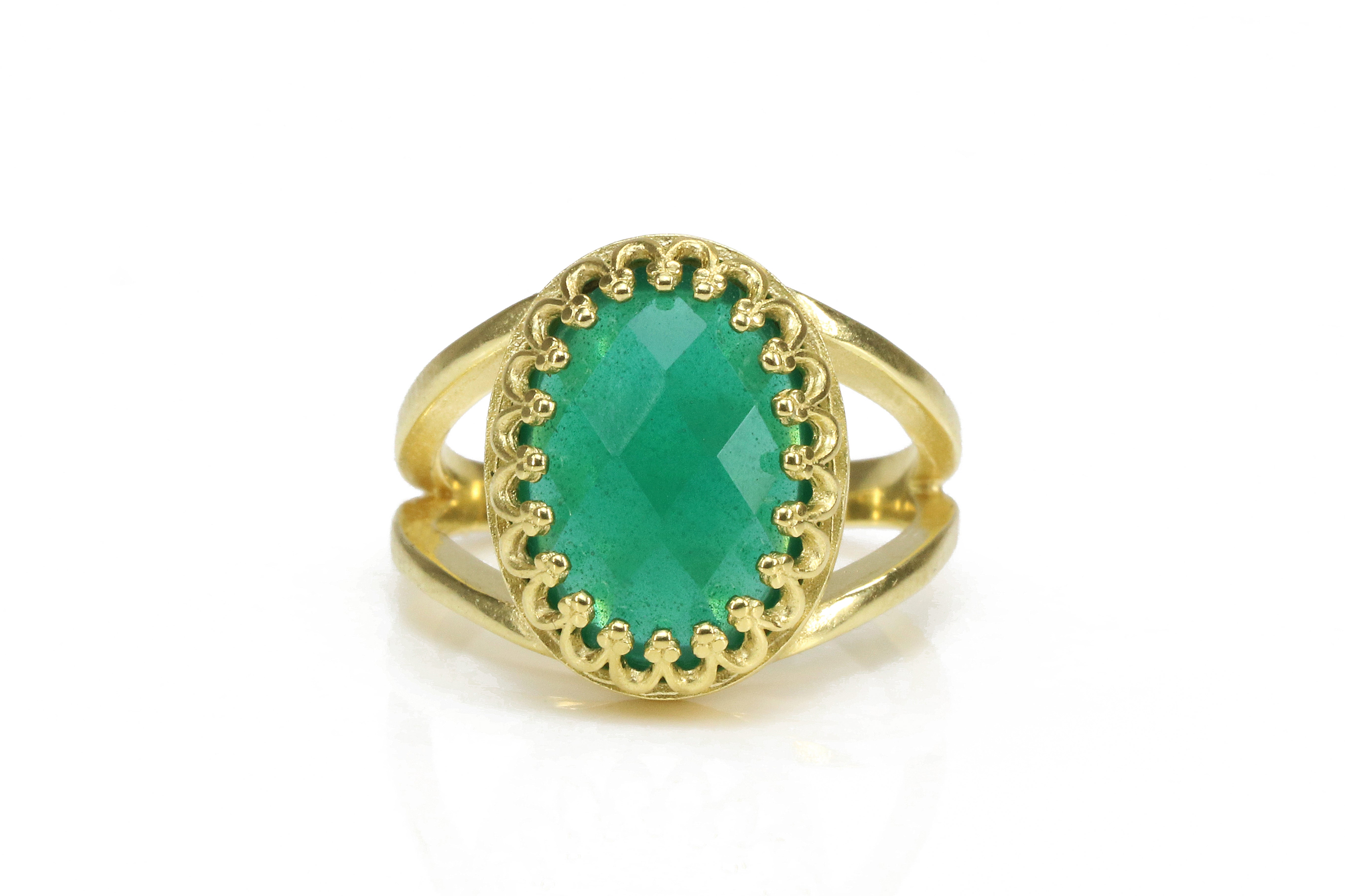 Attractive Green Onyx in 14k Gold-filled Ring Band Rings Anemone Jewelry