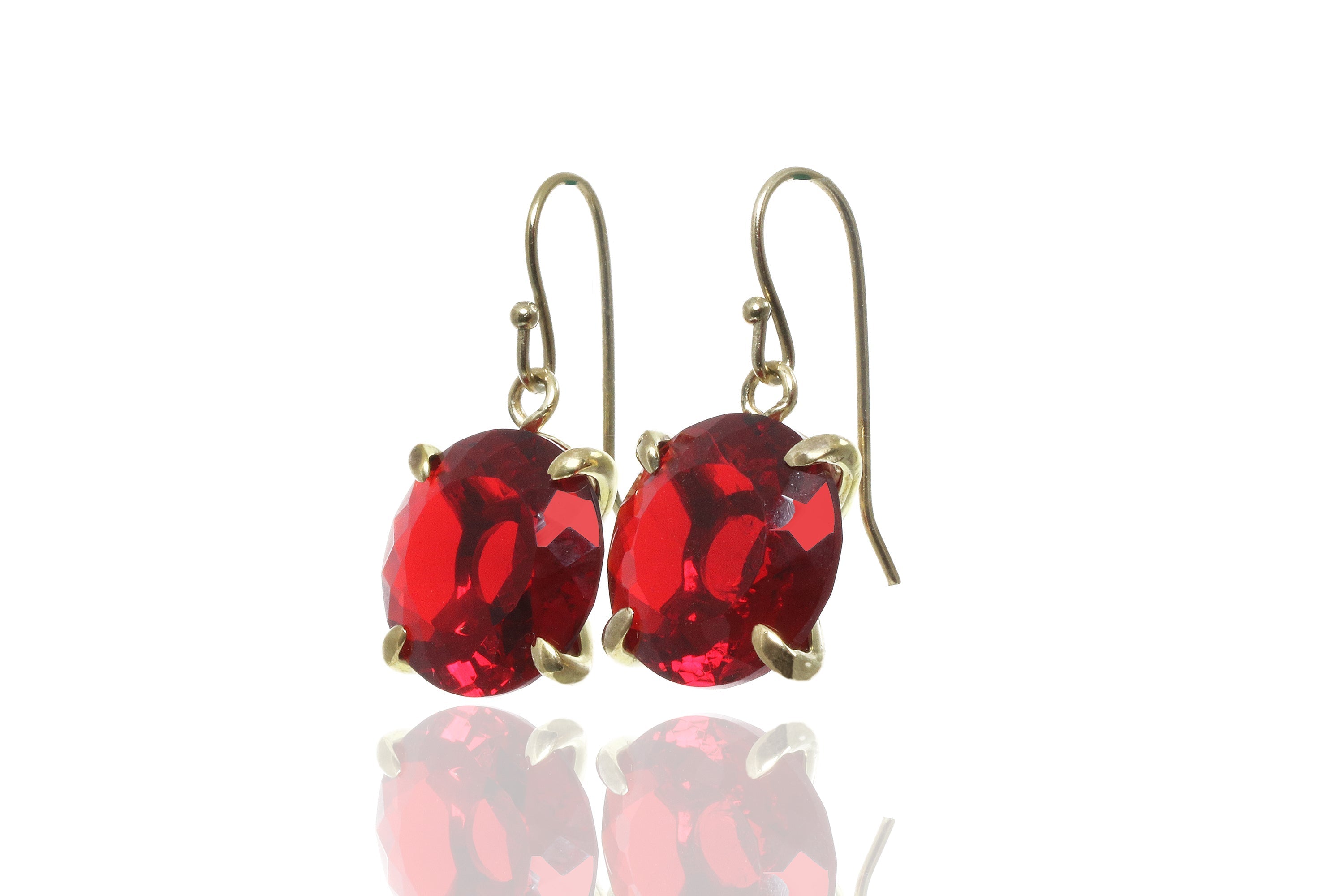 Statement Gold Filled Ruby Earrings Earrings Anemone Jewelry