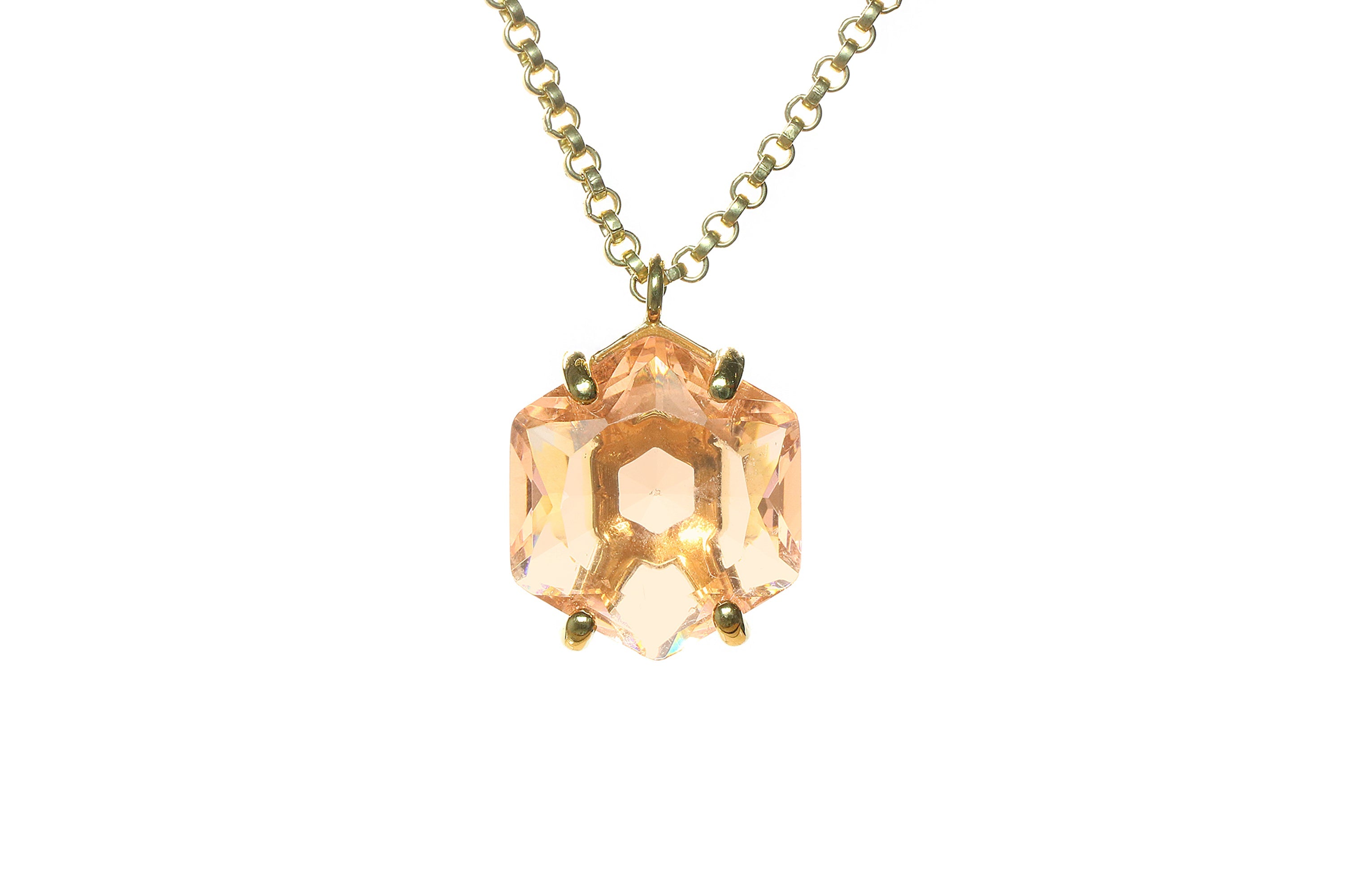 Amazing Hexagon Morganite Necklace in Gold necklaces Anemone Jewelry