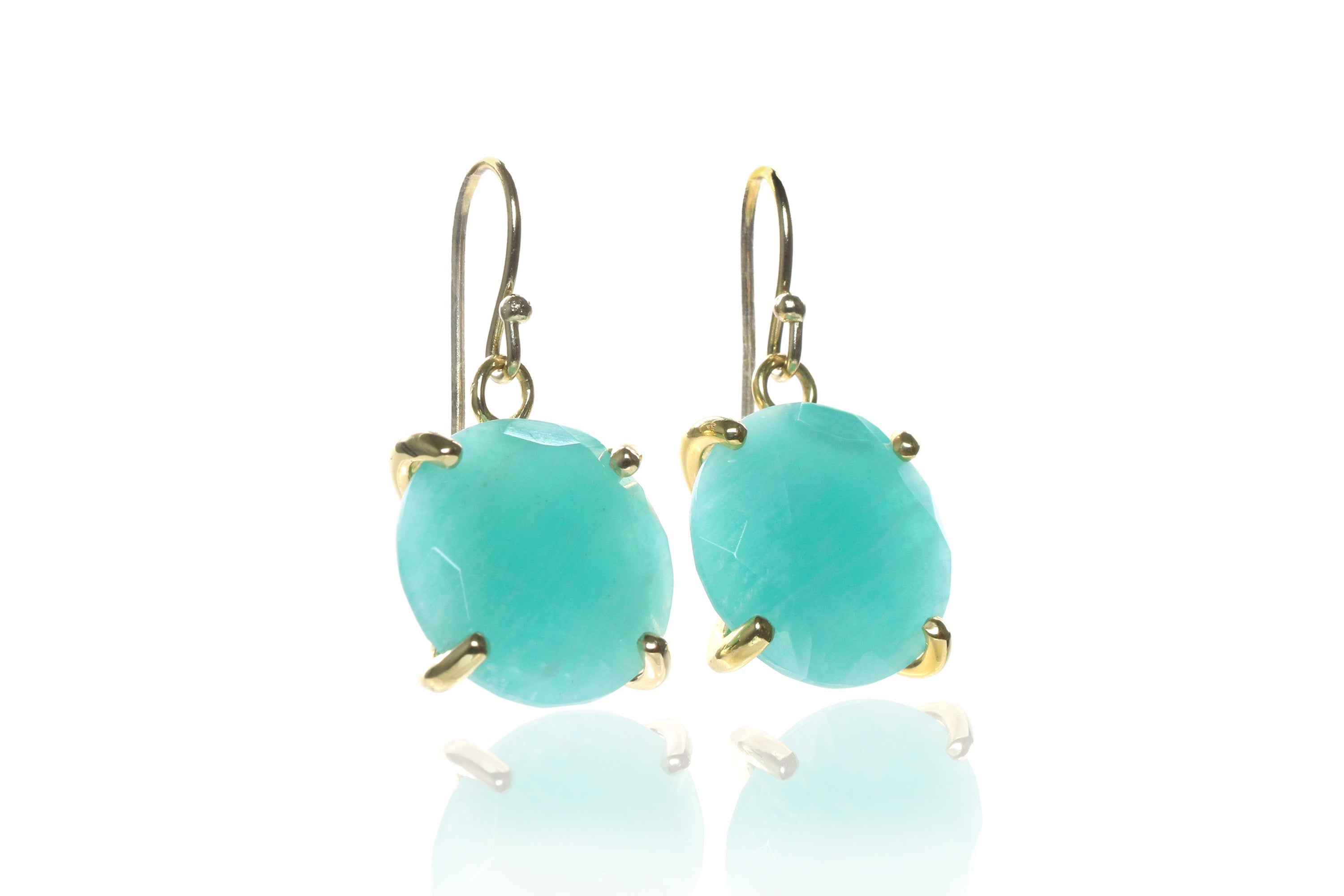 Vibrant Amazonite Gold Earrings Earrings Anemone Jewelry