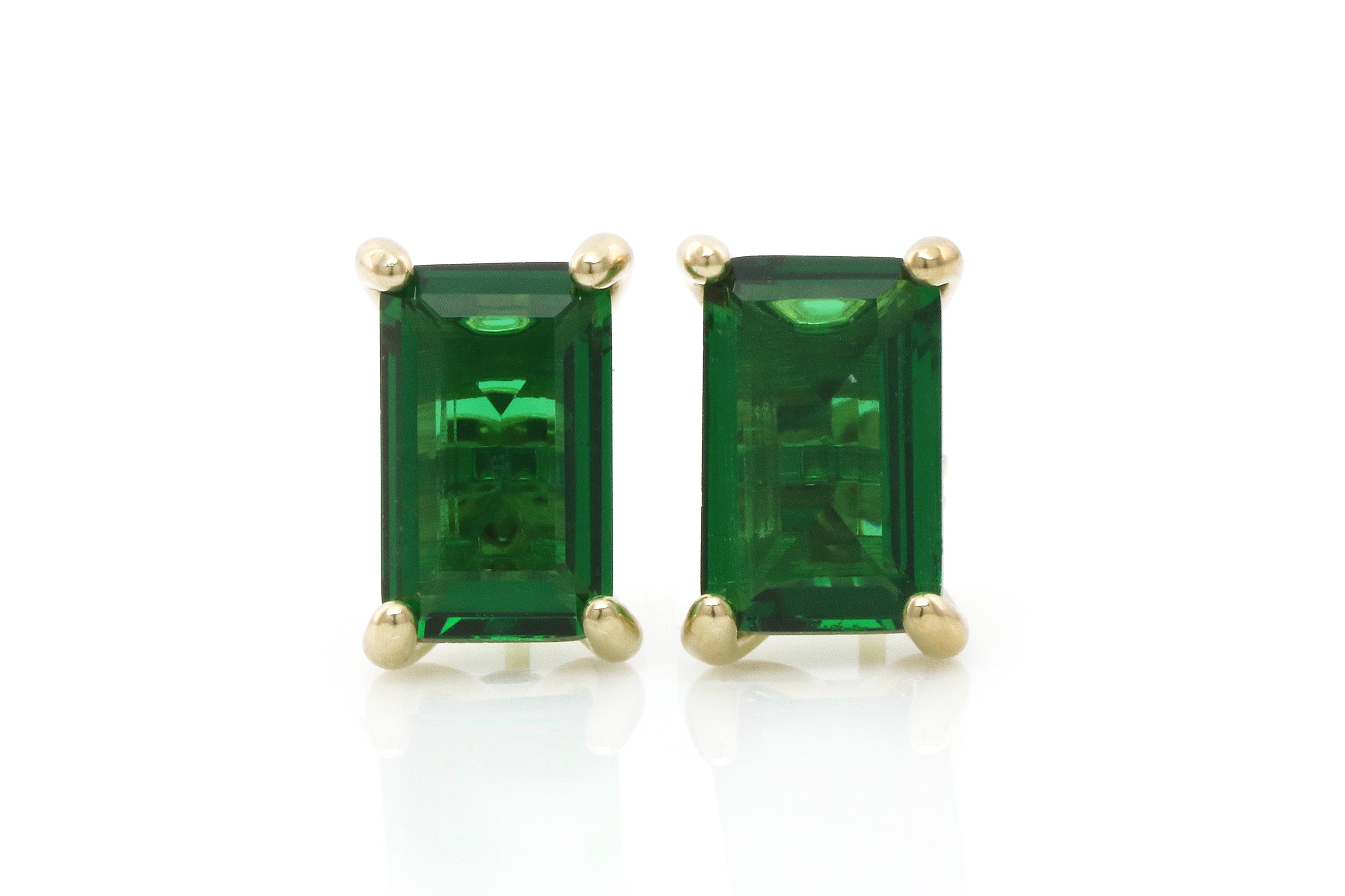 Green Emerald Stud Earrings in Gold Earrings Anemone Unique
