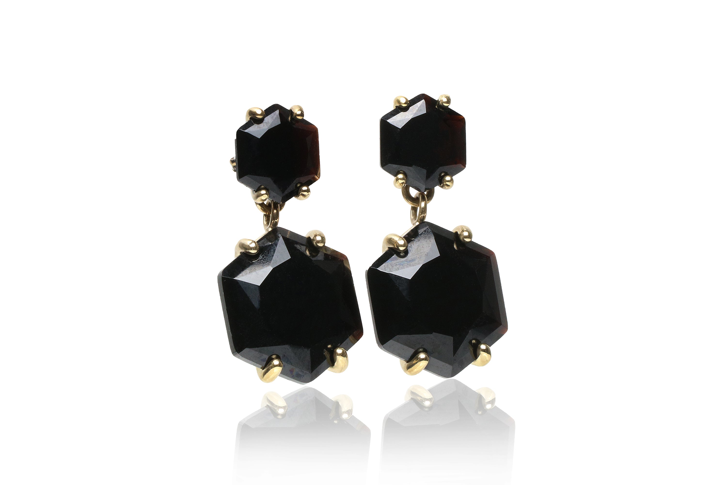 Bold Black Onyx Gold Stud Earrings Earrings Anemone Jewelry