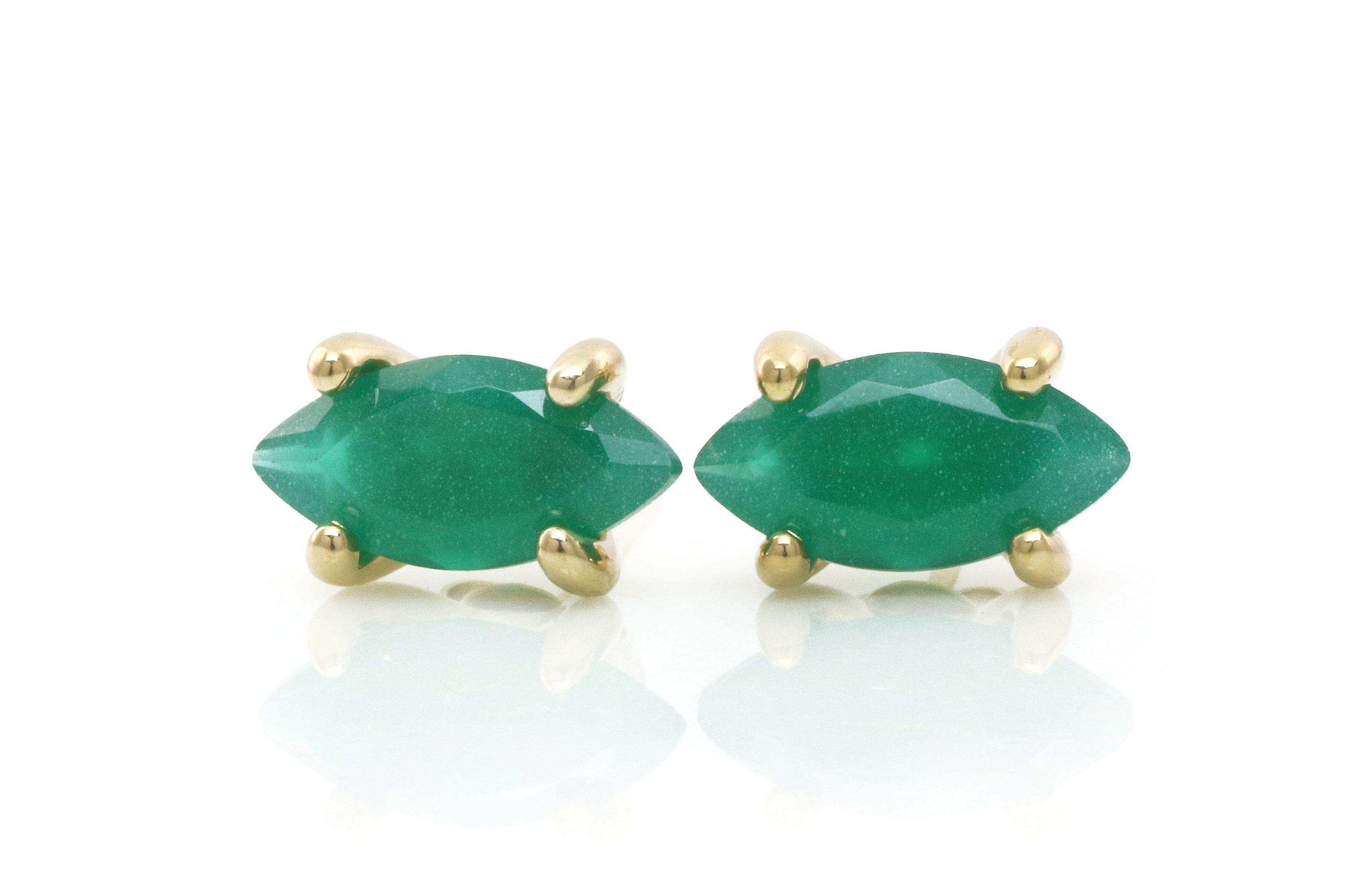 Green Onyx Gold Stud Earrings Earrings Anemone Unique