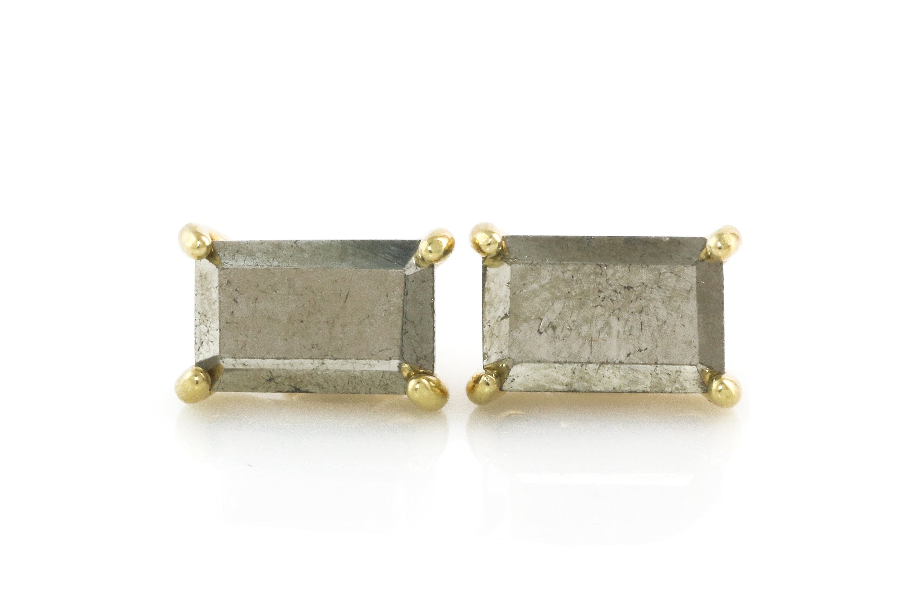 Adorable Iron Pyrite Stud Earrings in Gold Earrings Anemone Unique