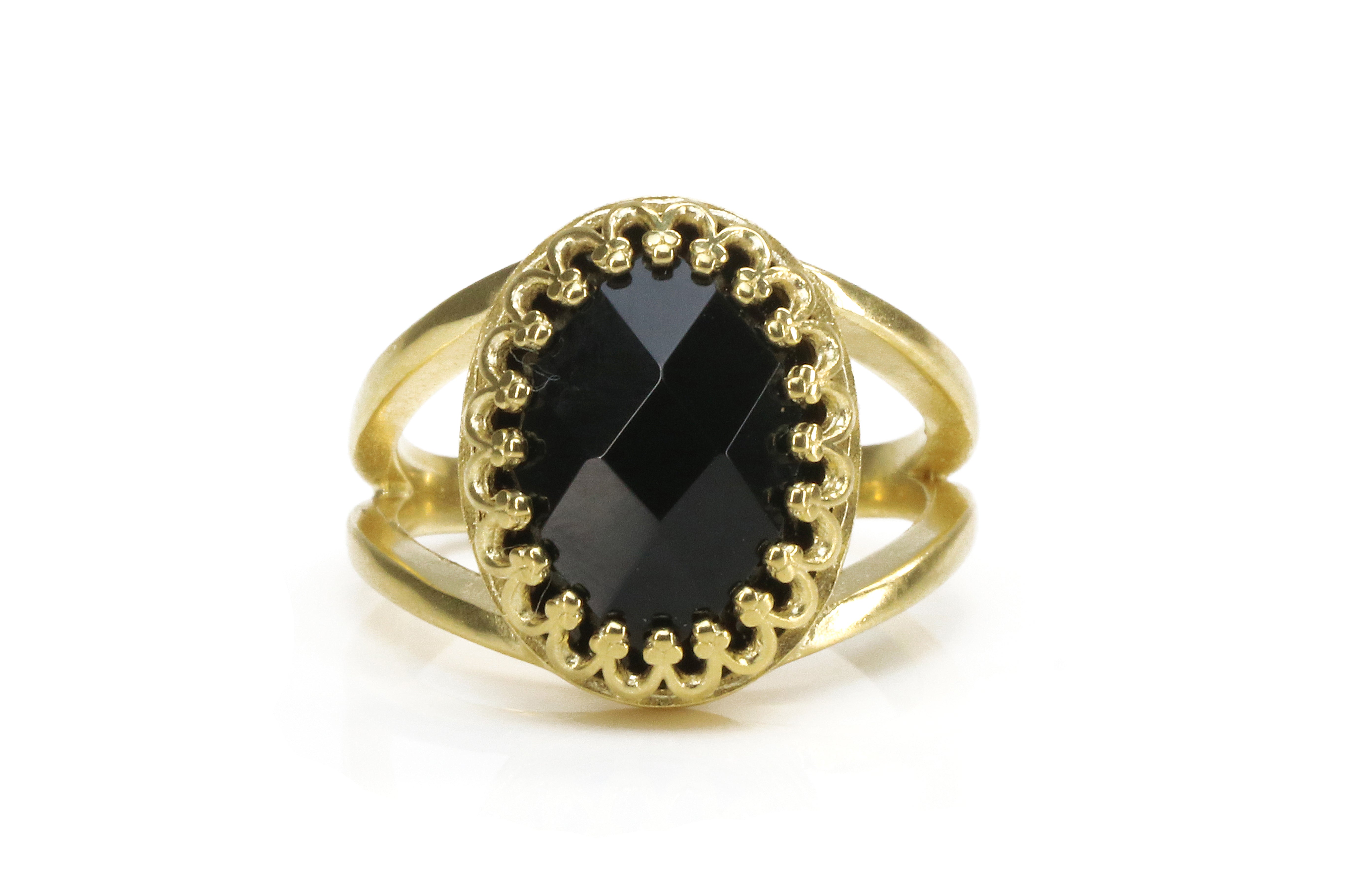 Stunning Black Onyx Ring in 14k Gold-filled Band Rings Anemone Jewelry
