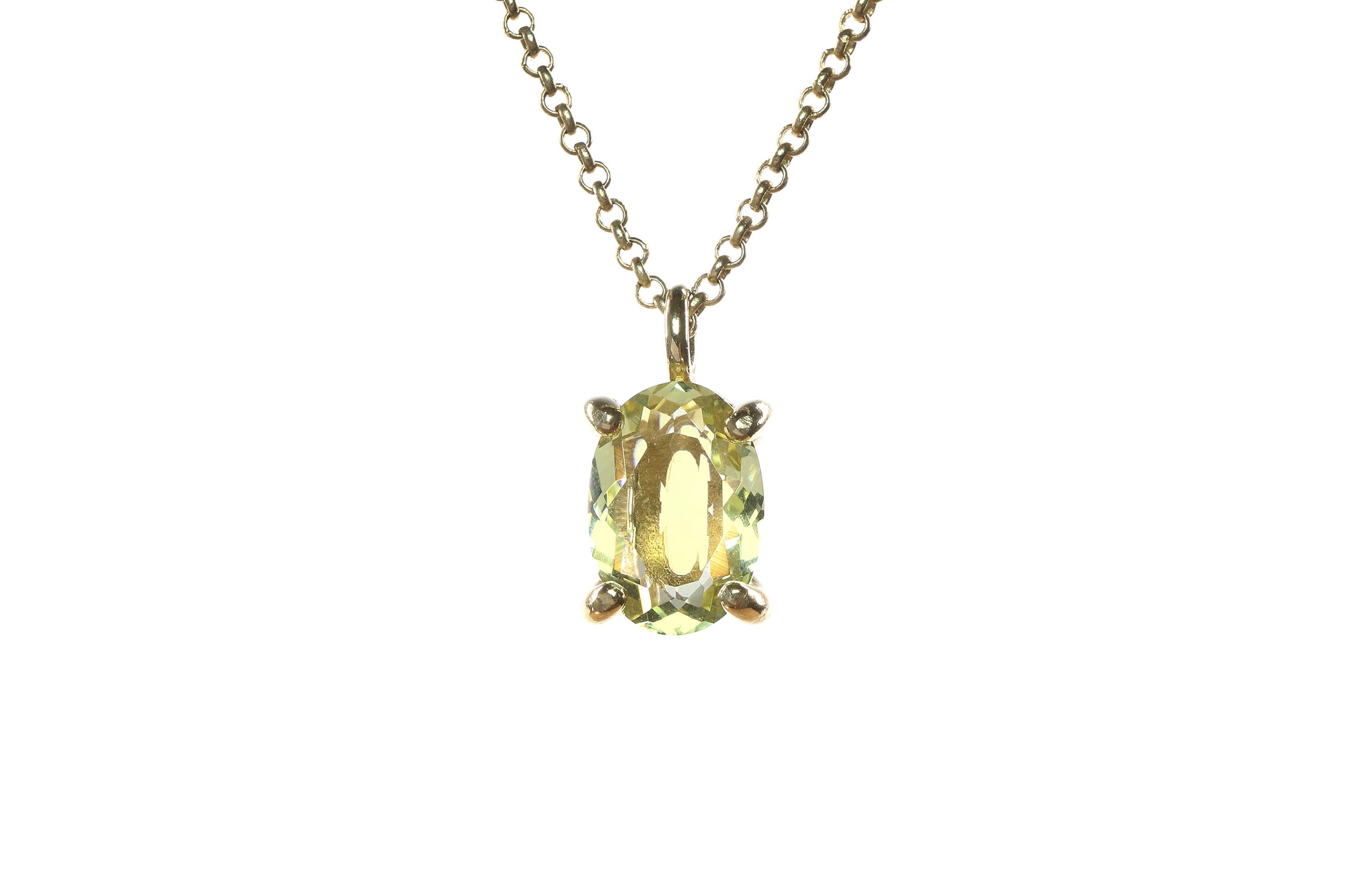 Lemon Quartz Crystal Gold Necklace necklaces Anemone Unique