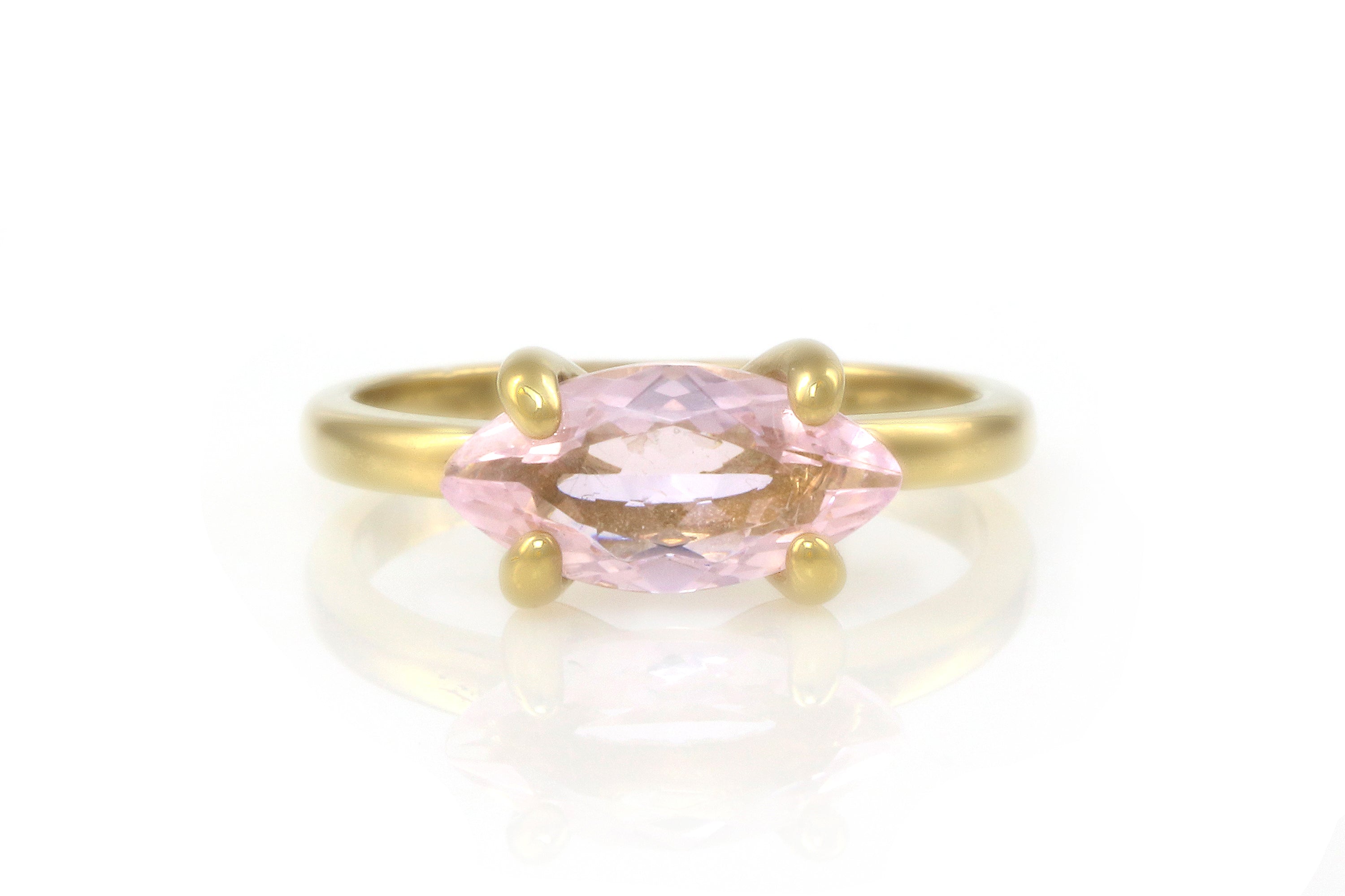 Delicate Marquise Rose Quartz Gold Ring Rings Anemone Unique