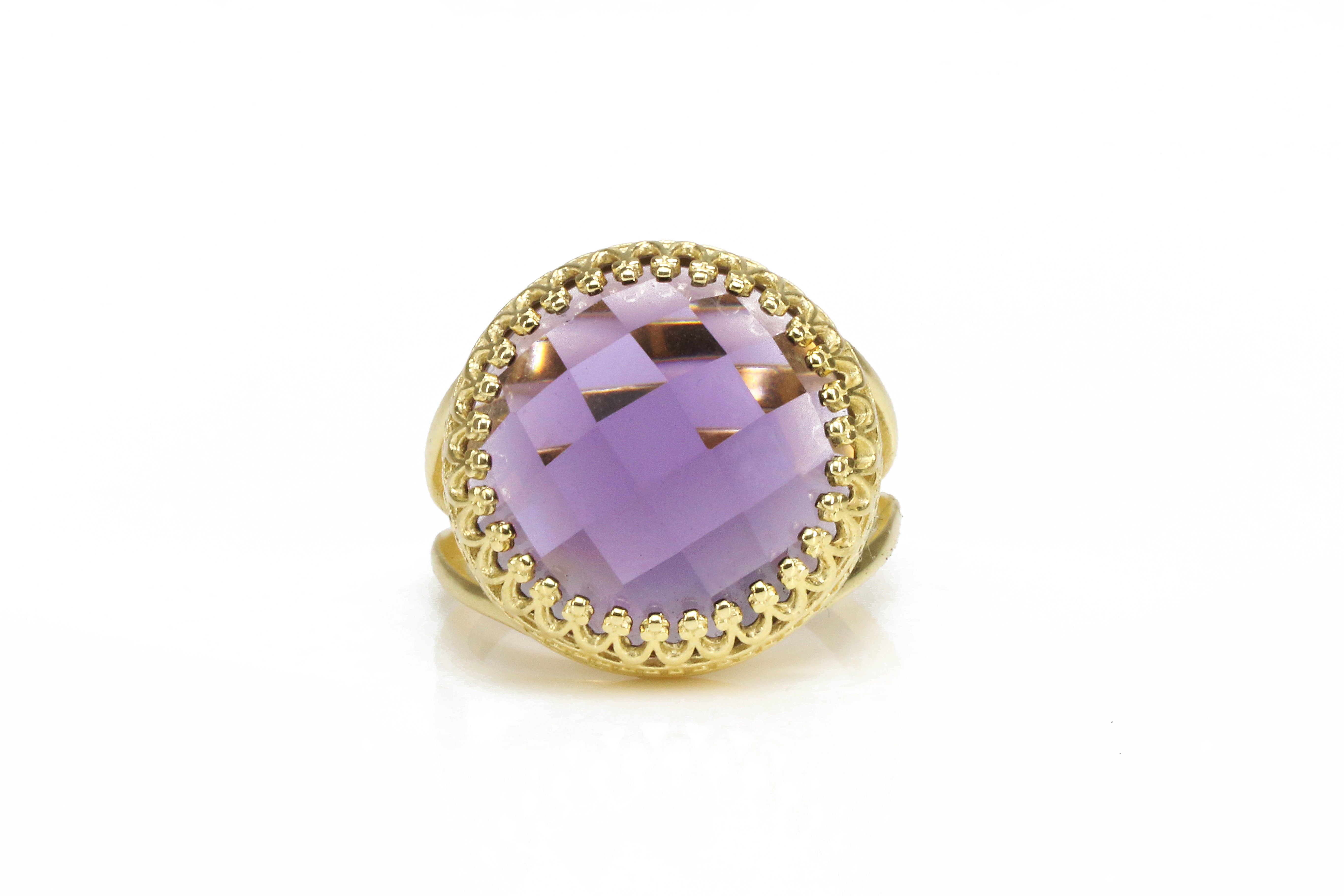 Intricate Amethyst Ring with 14k Gold-filled Band Rings Anemone Jewelry