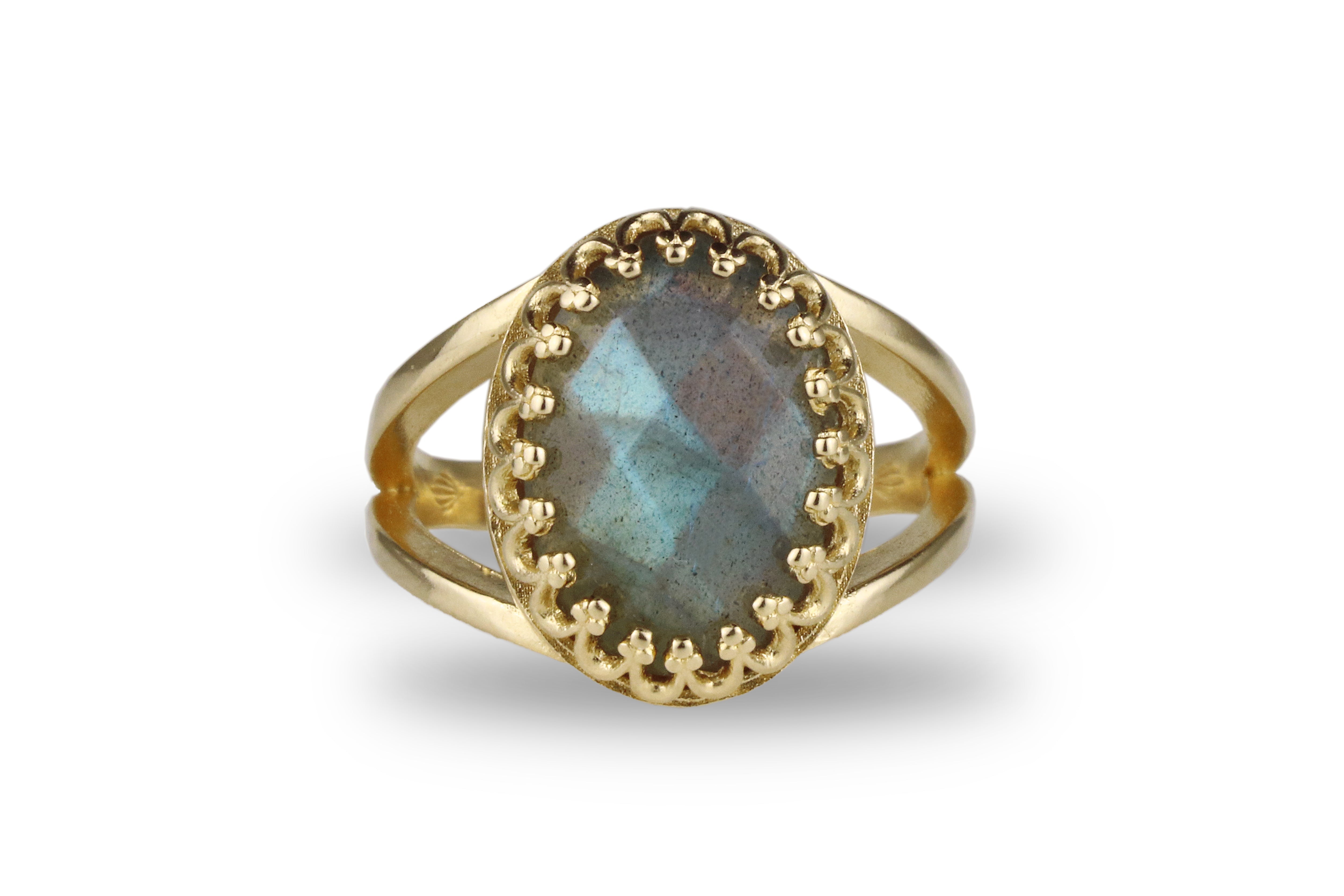Colorful Labradorite Ring in 14k Gold-filled Ring Band Rings Anemone Jewelry