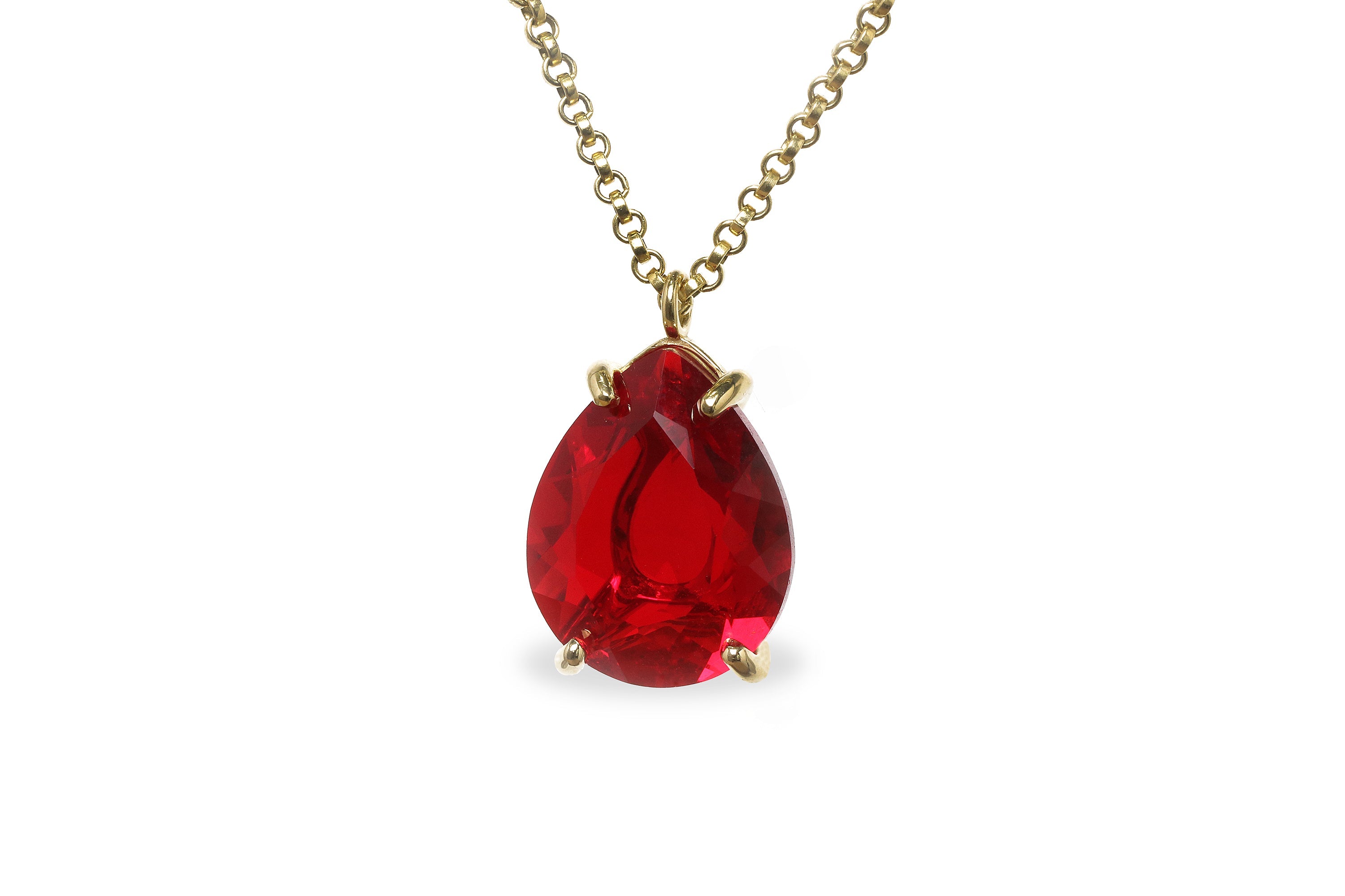 Pear Ruby Gemstone Necklace in Gold necklaces Anemone Jewelry