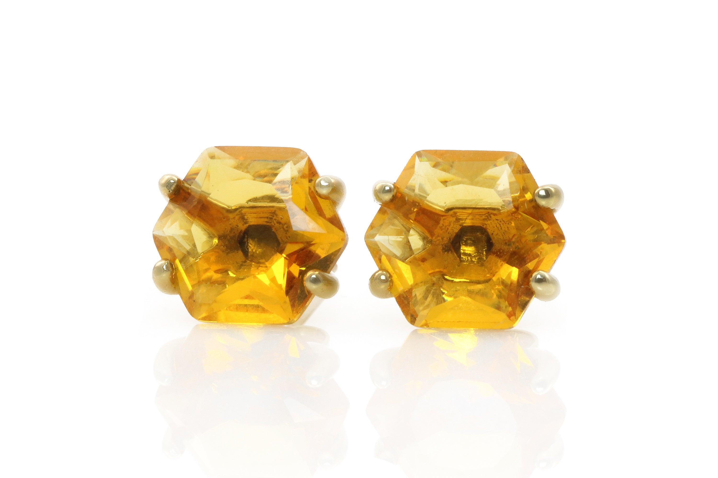 Handmade Citrine Stud Gold Earrings Earrings Anemone Unique