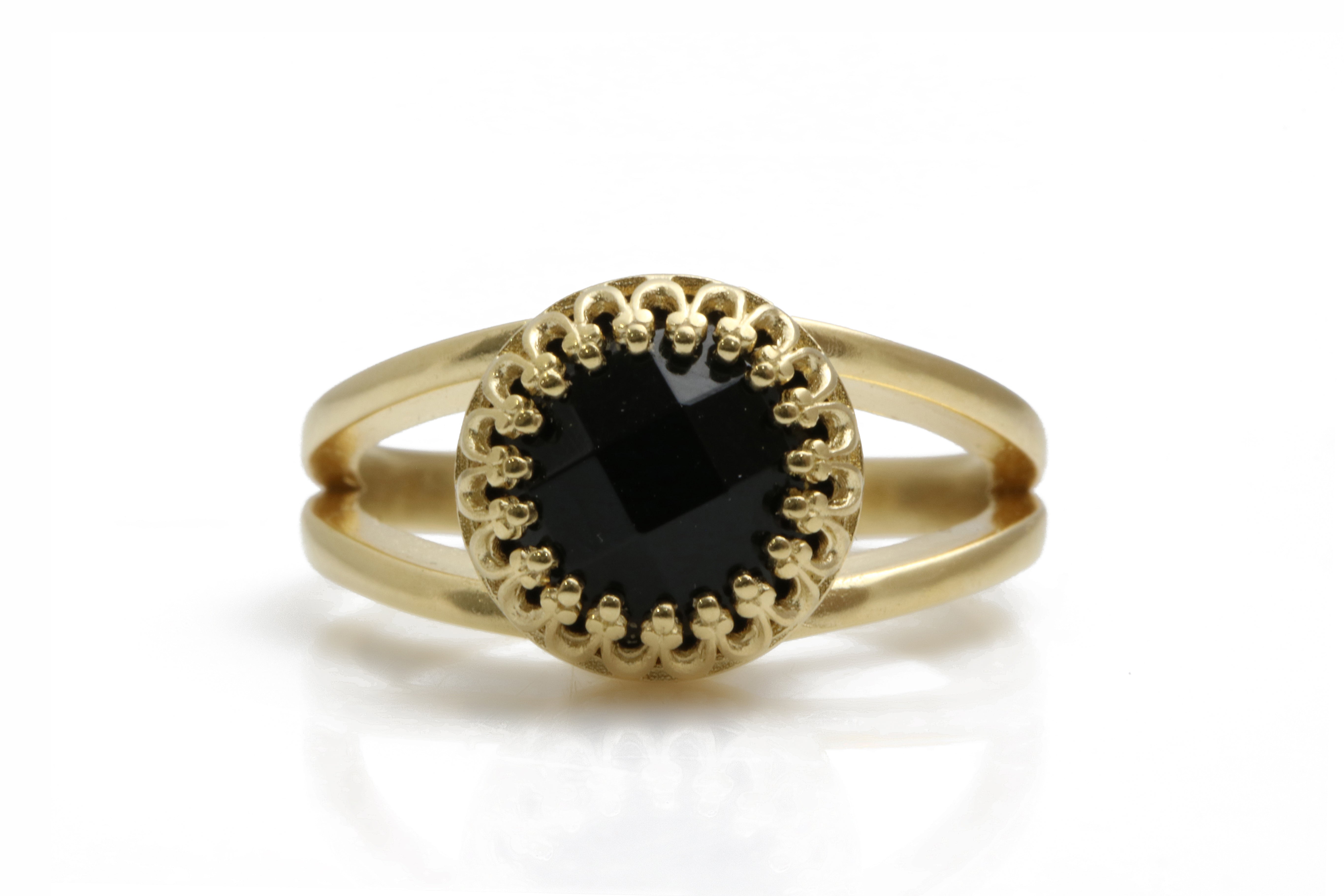 Classy Black Onyx Ring in 14K Gold-filled Band Rings Anemone Jewelry