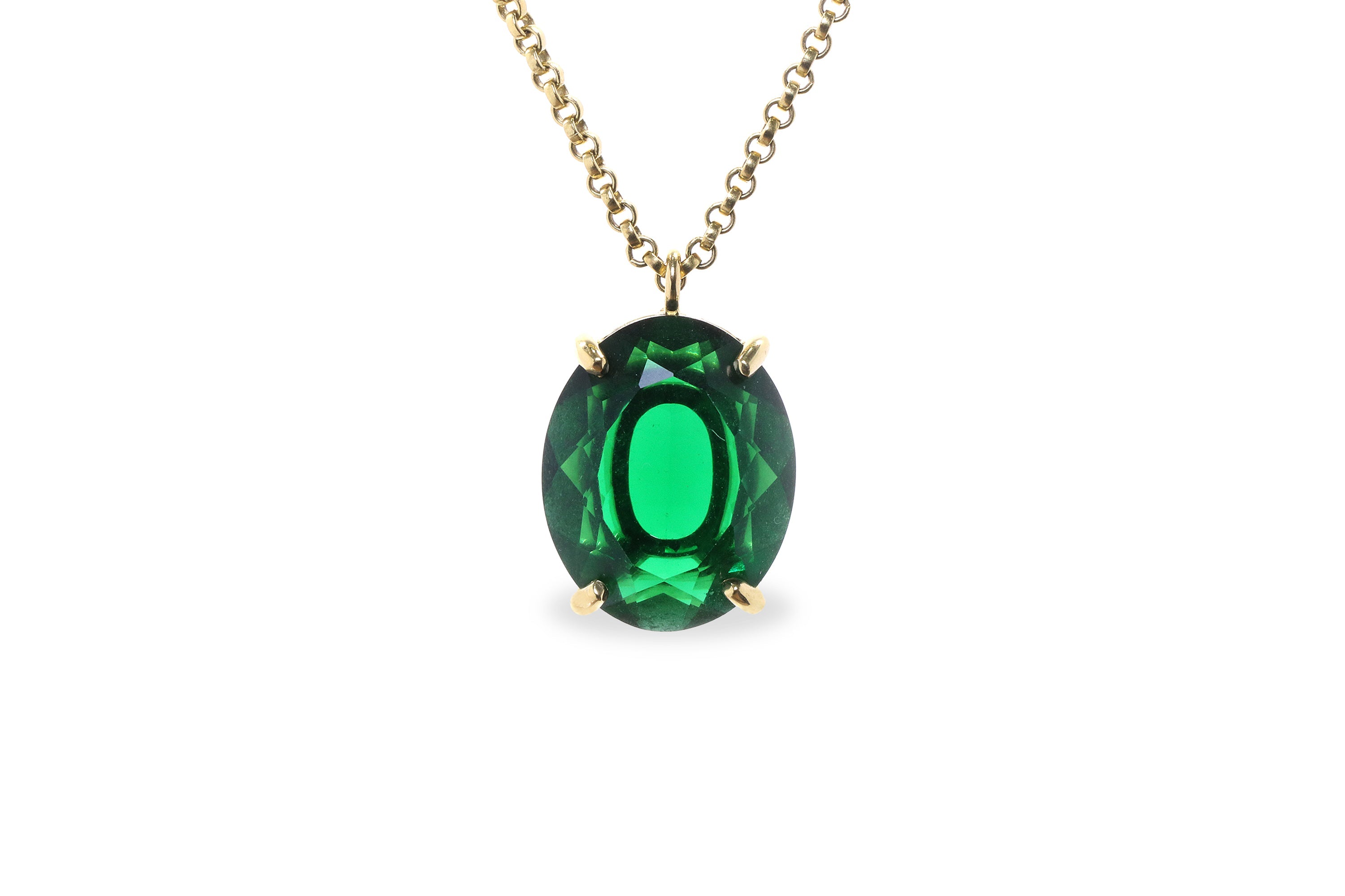 Emerald Statement Necklace in 14k Gold Filled necklaces Anemone Jewelry