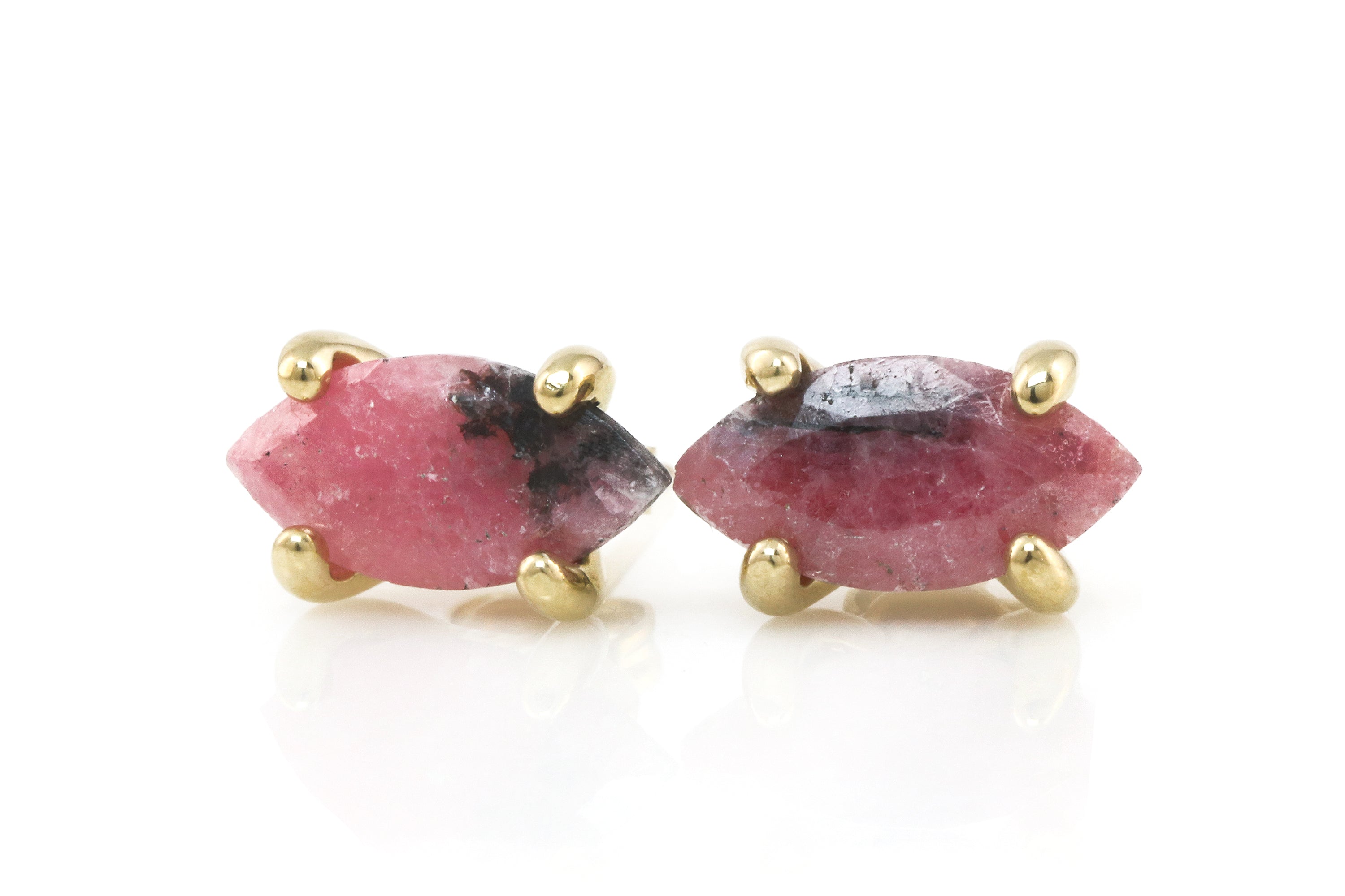 Rhodonite Stone Earrings in 14k Gold Earrings Anemone Unique