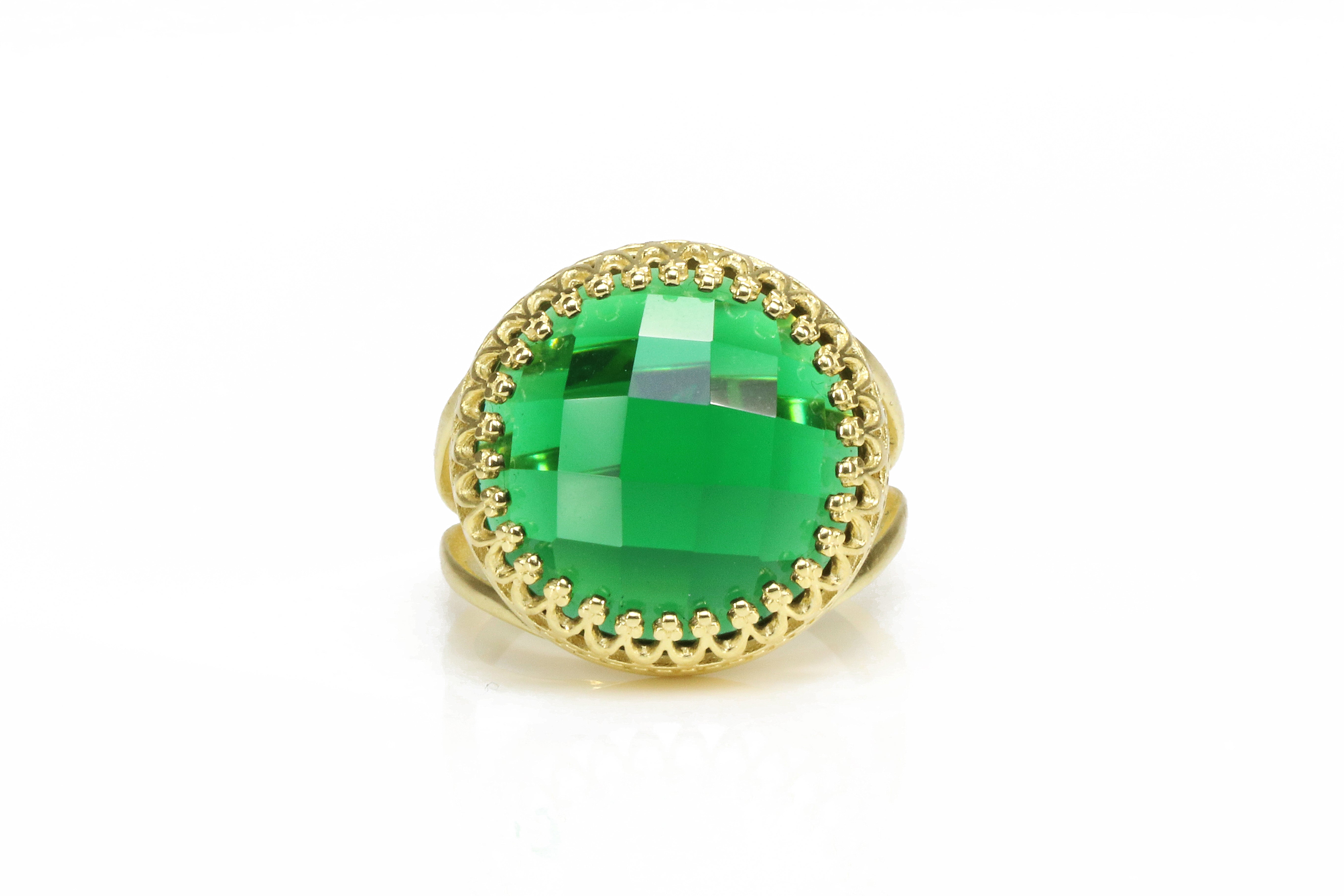 Artisan Emerald Gemstone in 14k Gold Rings for Women Rings Anemone Jewelry