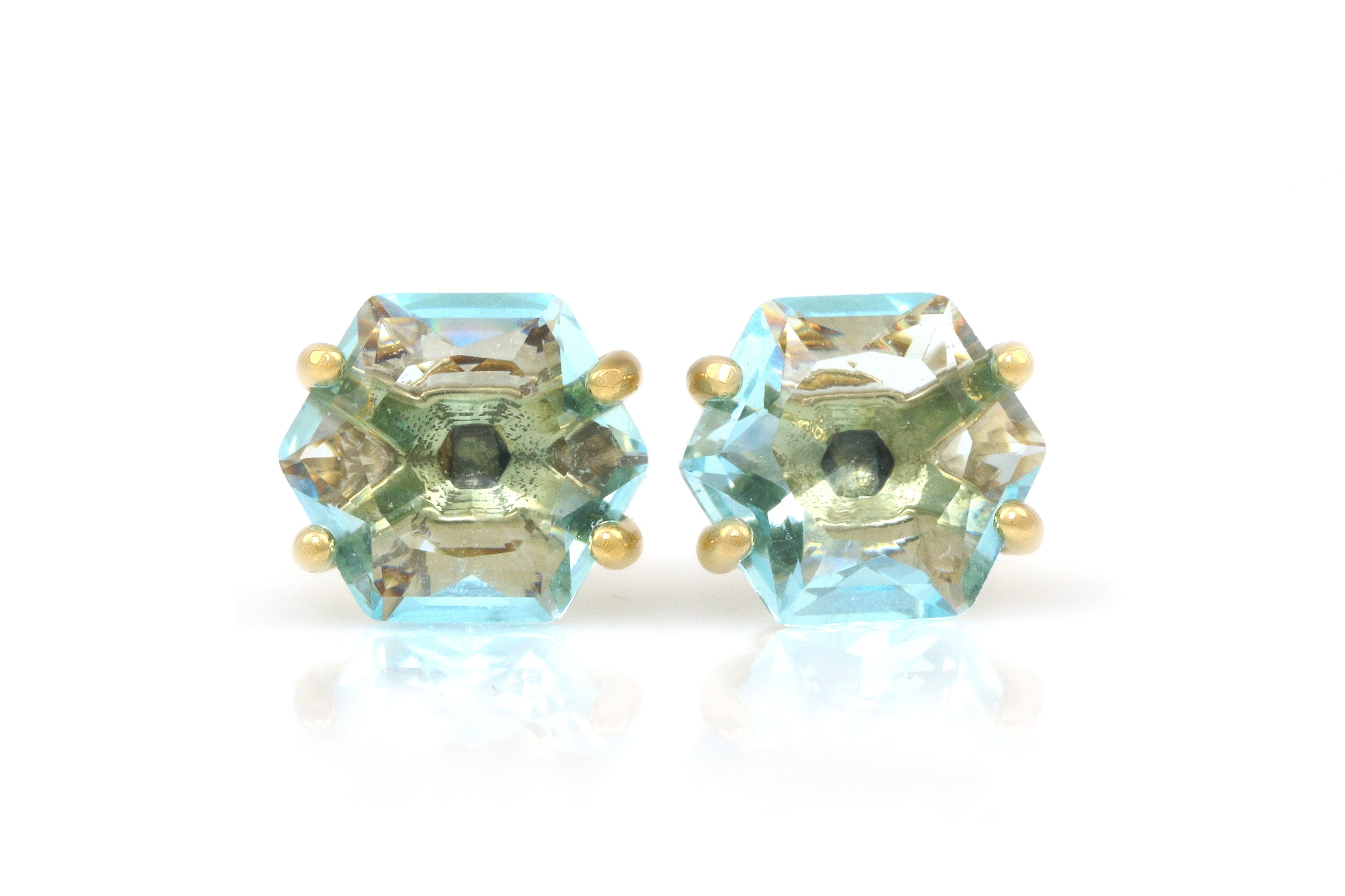 Gold Blue Topaz Earrings Earrings Anemone Unique