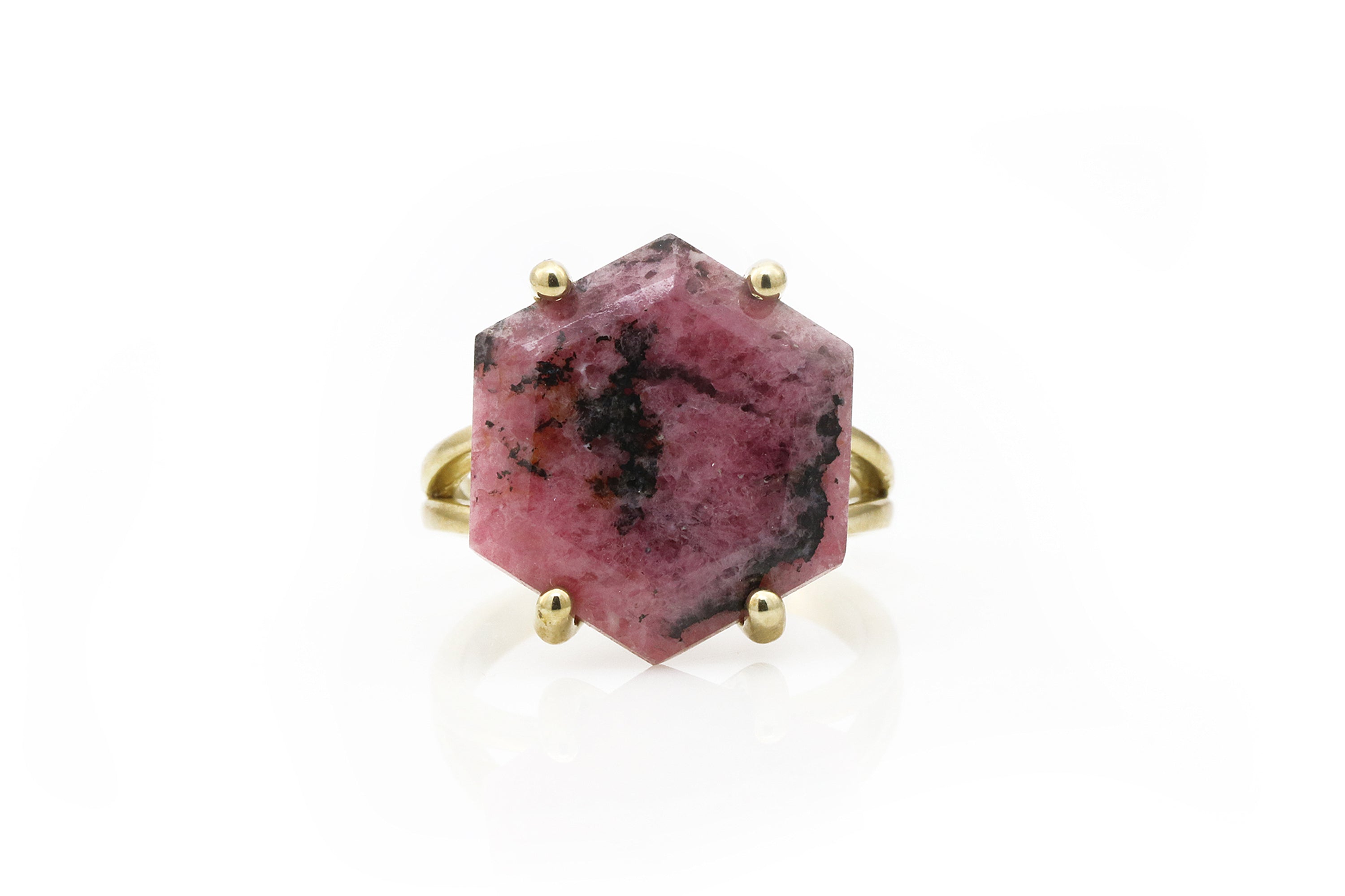 Fashionable Gold Cocktail Rhodonite Ring Rings Anemone Jewelry